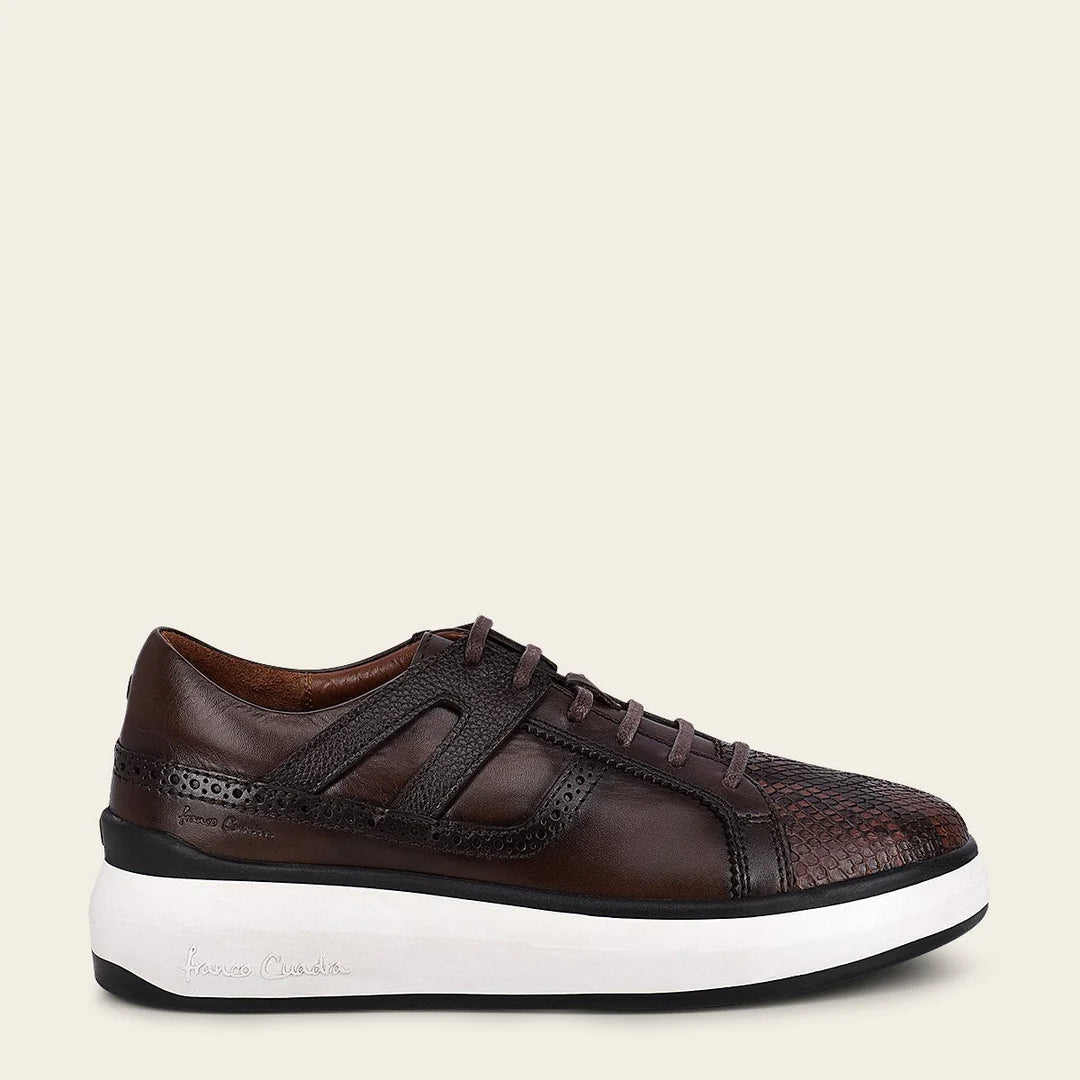 Cuadra Men's Chocolate Casual Fashion Python Sneakers - Stylish & Comfortable for Everyday Wear, Walking, and Outdoor Activities