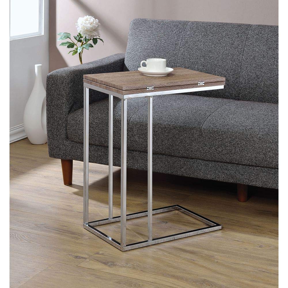 Knocbel Modern C-Shaped End Table - Adjustable Folding Top, Sturdy Metal Base - 12-24