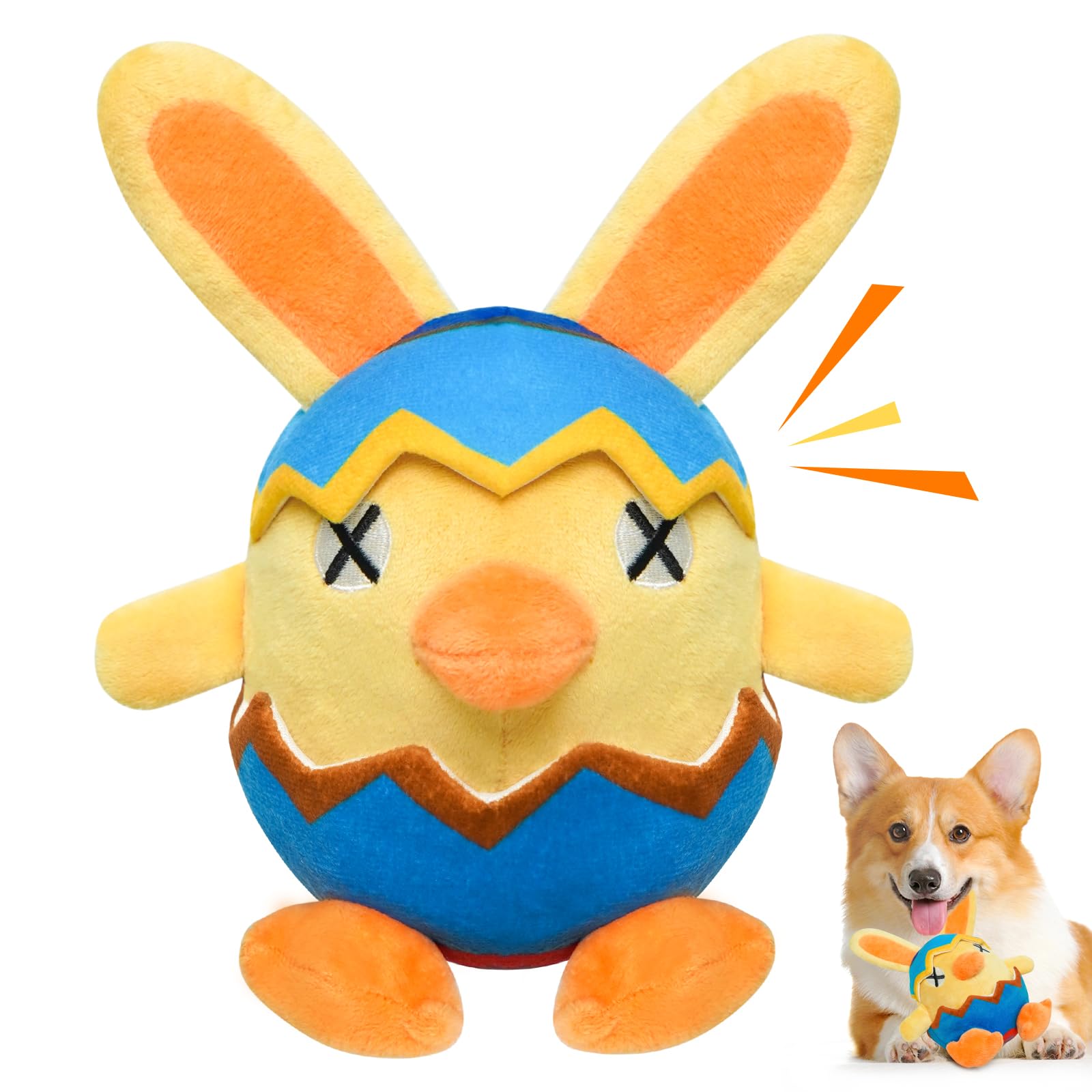Easter Plush Squeaky Dog Toys - Bunny Shaped Soft Stuffed Chew Toys for Small, Medium & Large Dogs - Perfect Easter Gift for Pets & Fun Playtime at Home