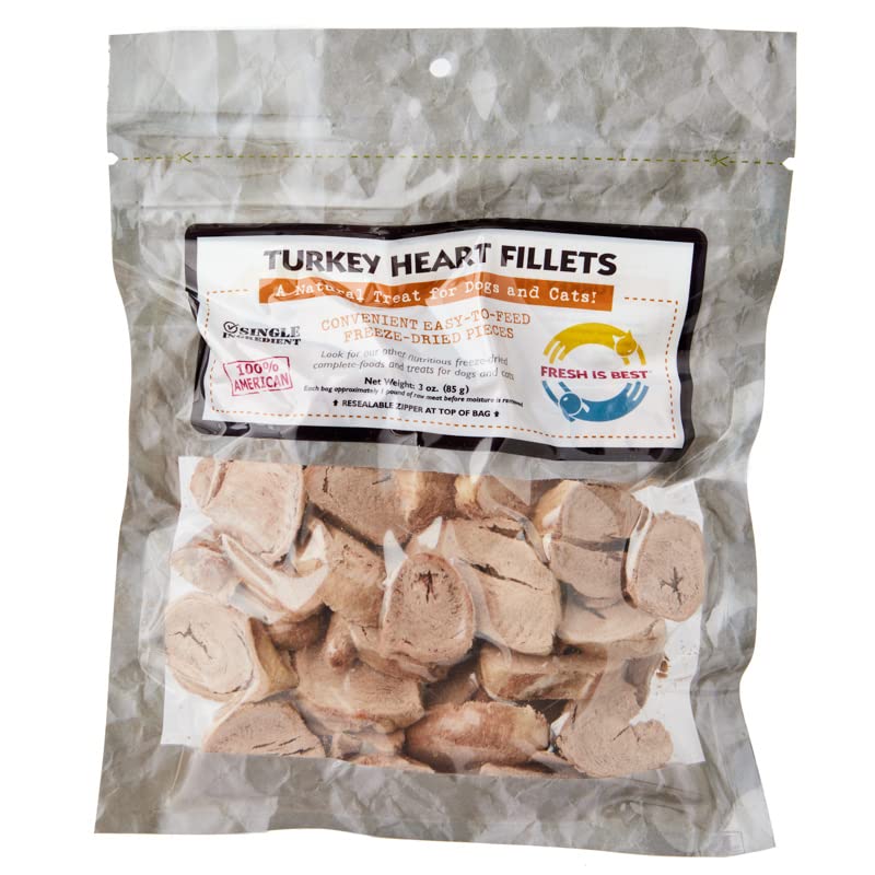 Freeze Dried Turkey Heart Treats for Dogs & Cats - Healthy Raw Meat Snacks - Grain Free, All Natural Dog & Cat Food Topper - Perfect for Training Rewards & Dental Health