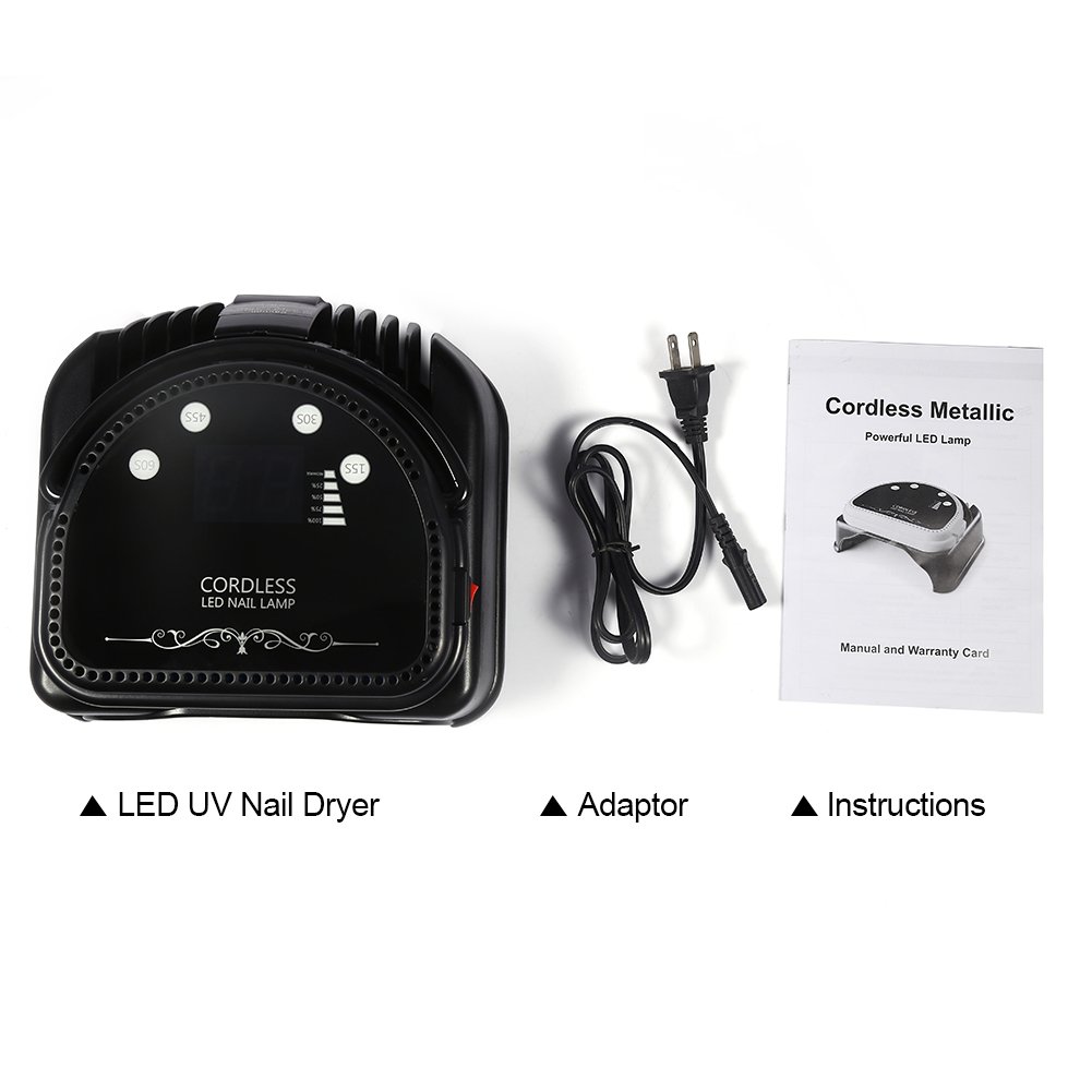 64W UV LED Nail Dryer Lamp - Cordless Rechargeable Manicure Light with Auto Sensor & 15/30/45/60s Timer - Professional Gel Polish Curing Tool for Home Salon & Nail Art - Perfect for DIY Manicures, Gel Extensions & Nail Art Designs