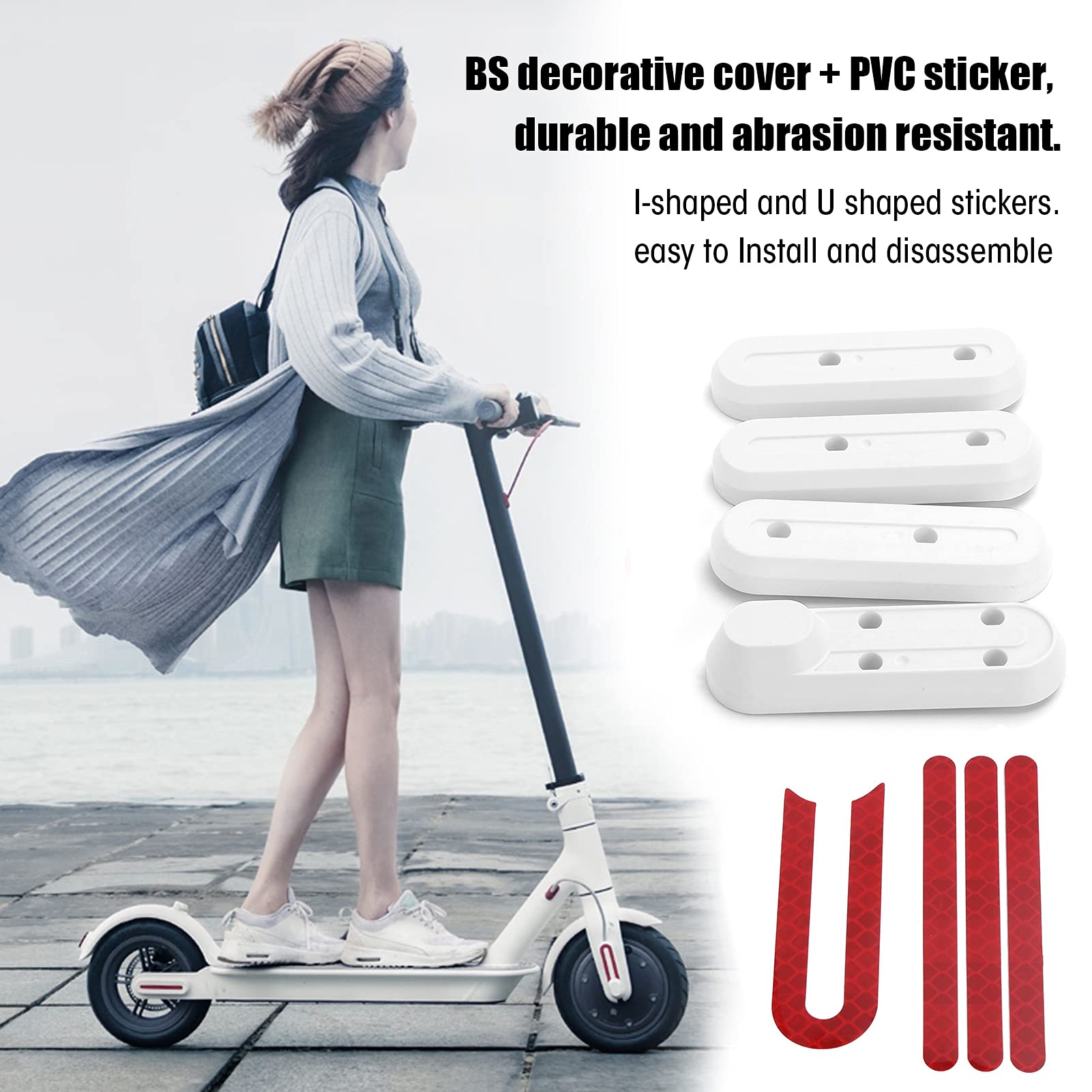 Electric Scooter Front & Rear Fork Cover with Night Reflective Sticker - Compatible with Xiaomi M365 & M365 PRO - Perfect for Commuting & Night Riding Safety