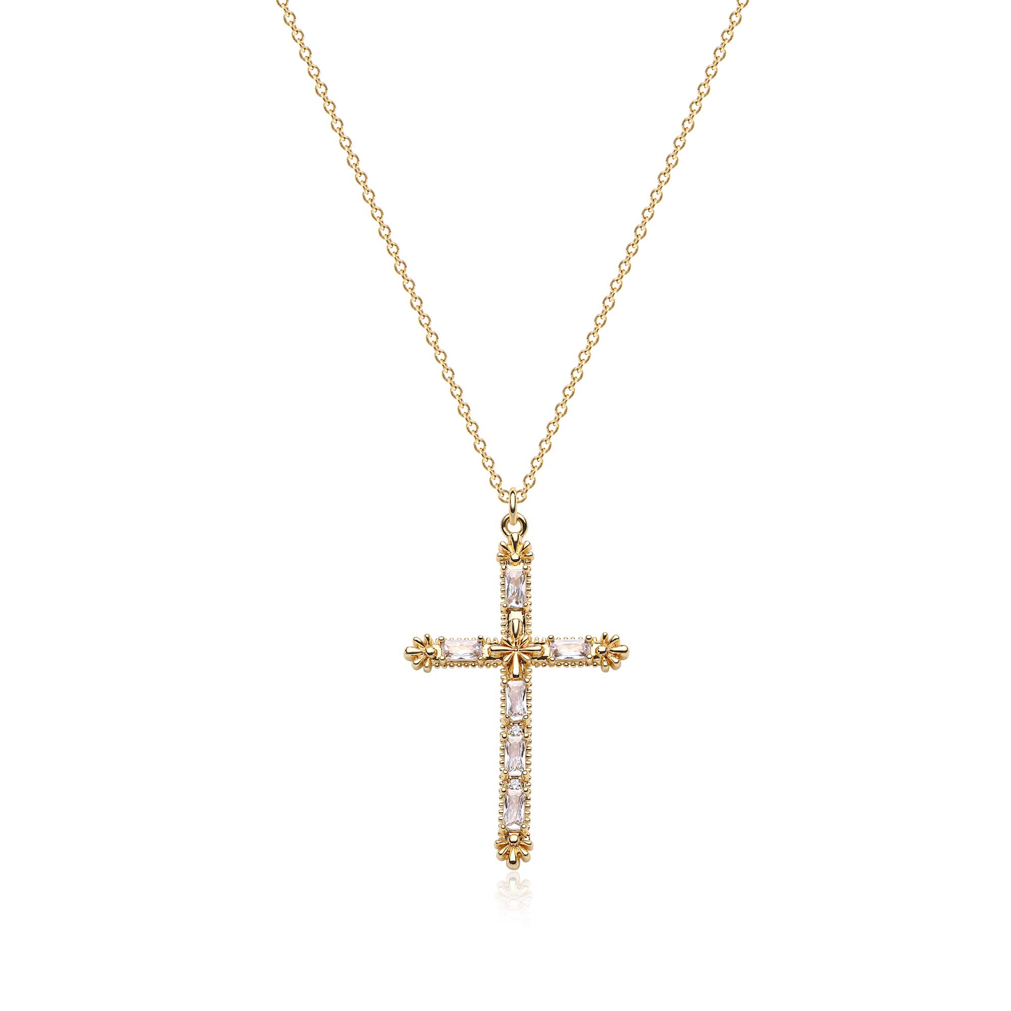 BENEIGE 14K Gold Plated Cross Necklace - Dainty Cubic Zircon Celtic Cross Pendant Chain for Women & Men | Perfect for Everyday Wear, Gifts & Religious Occasions