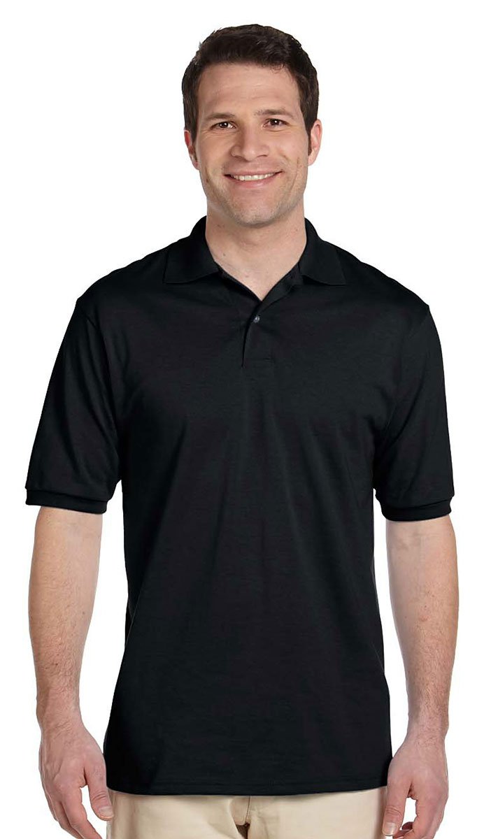 Jerzees Men's Stain Resistant Polo Shirt with SpotShield Technology - Black, Medium (12-Pack) | Comfortable Work & Casual Wear for Office, Golf & Outdoor Activities