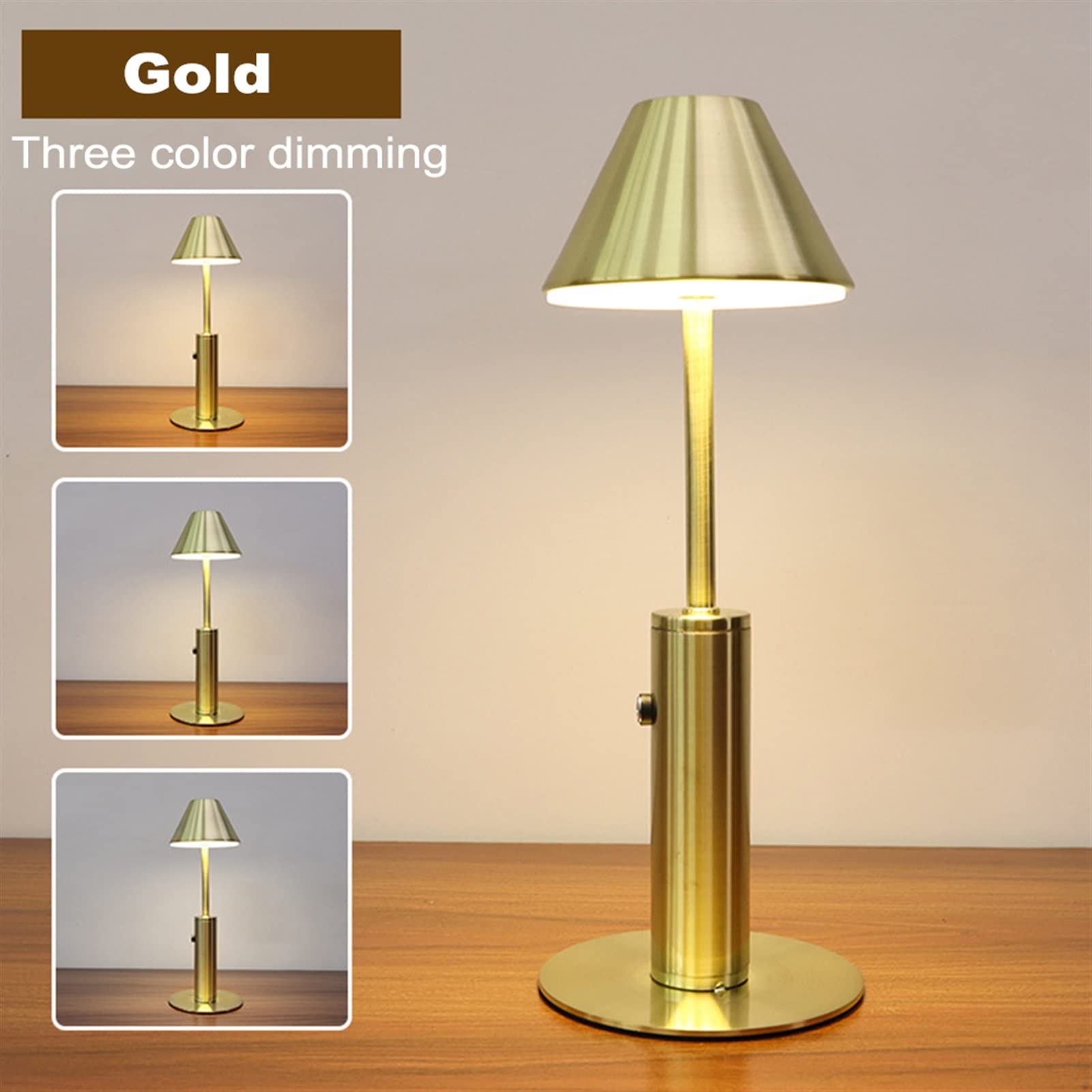 Nordic Modern Bedside Table Lamp with USB Charging - Dimmable Gold Lampshade for Bedroom, Living Room & Restaurant Lighting | Creative Desk & Bar Light