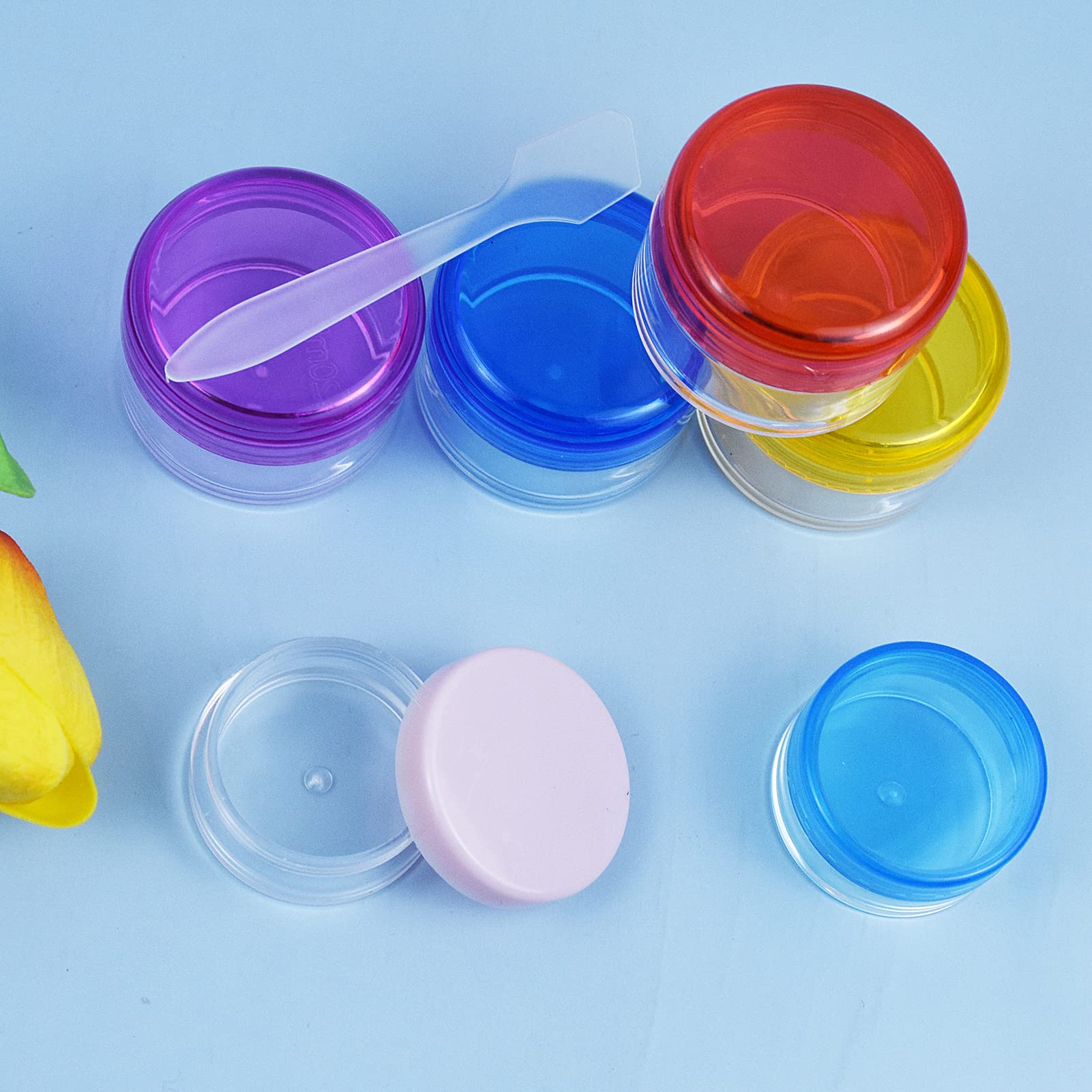 6Pcs Leakproof Travel Bottles Set - 20g & 10g Clear Plastic Cosmetic Containers with Lids for Toiletries, Makeup, Skincare Samples | Mini Cream Jars for Airplane Travel, Gym, Camping & Daily Organizing