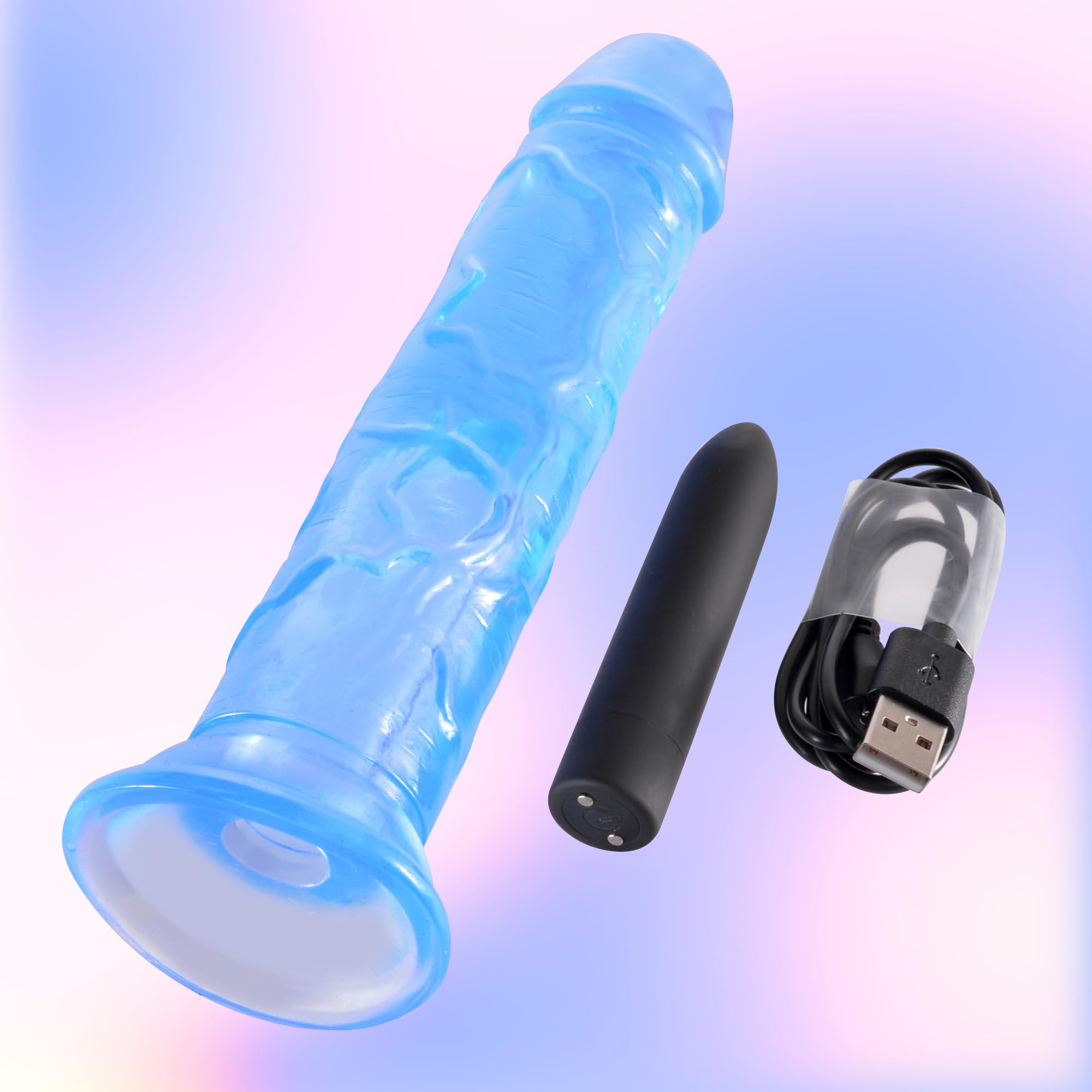 Realistic 7.7 Inch Blue Vibrating Dildo with Suction Cup - 10 Powerful Vibration Modes for G-Spot & Anal Stimulation - Adult Sex Toy for Women & Men - Perfect for Solo Play & Couples Intimacy