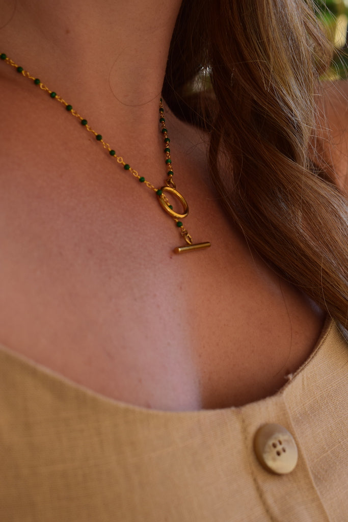 Penelope Malachite Lariat Necklace - Elegant Long Layered Statement Jewelry for Women | Perfect for Weddings, Parties & Everyday Wear