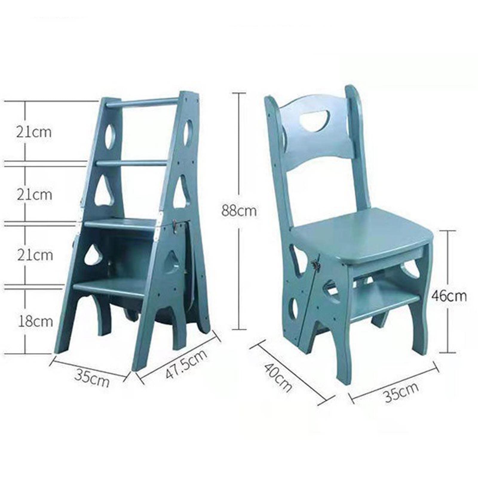 4-Step Wooden Ladder Stool - Foldable Multifunctional Step Stool Chair for Home, Library, and Closet Organization - Perfect for Reaching High Shelves, Storage, and Household Tasks