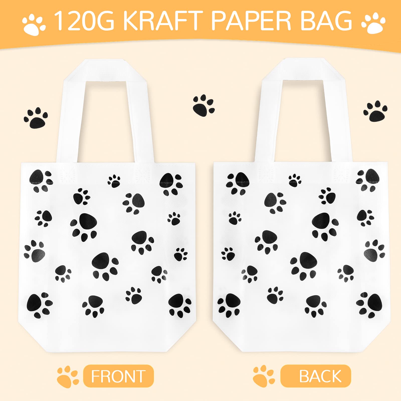 Frienda 20-Piece Dog Paw Print Gift Bags - Reusable Non-Woven Party Favor Bags for Dog & Cat Birthday Parties, Baby Showers | Perfect for Pet-Themed Events & Party Supplies