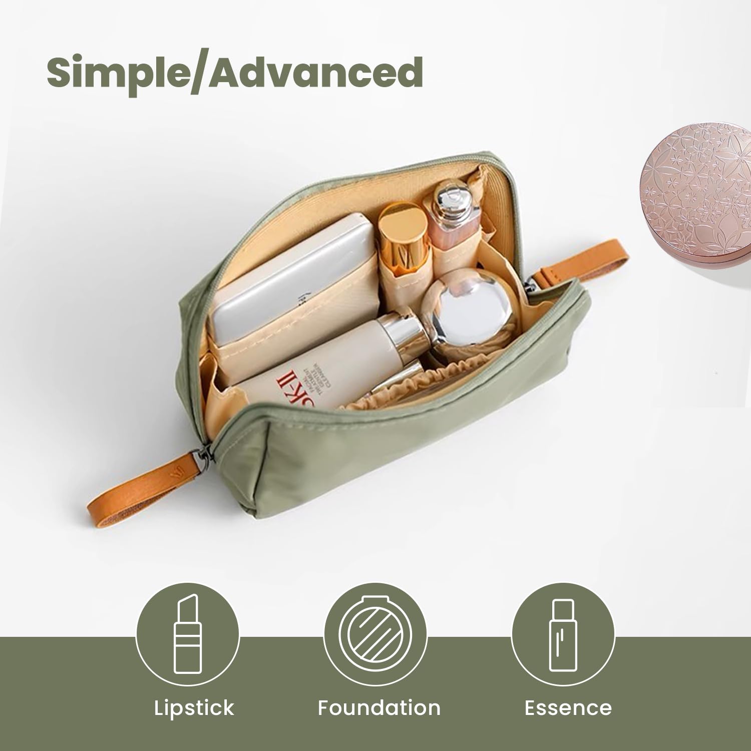 C&F BOGMOST Small Makeup Bag for Women - Cute Zippered Cosmetic Organizer Pouch, Travel Toiletry Storage Case for Girls (Green) - Perfect for Travel, Gym & Daily Essentials Organization