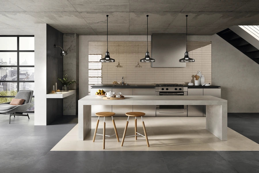 Modern Glazed Porcelain Tiles 36x36 Inch - Plaster Texture Clay Look for Walls & Floors - Perfect for Bathroom, Kitchen Backsplash & Living Room Decor