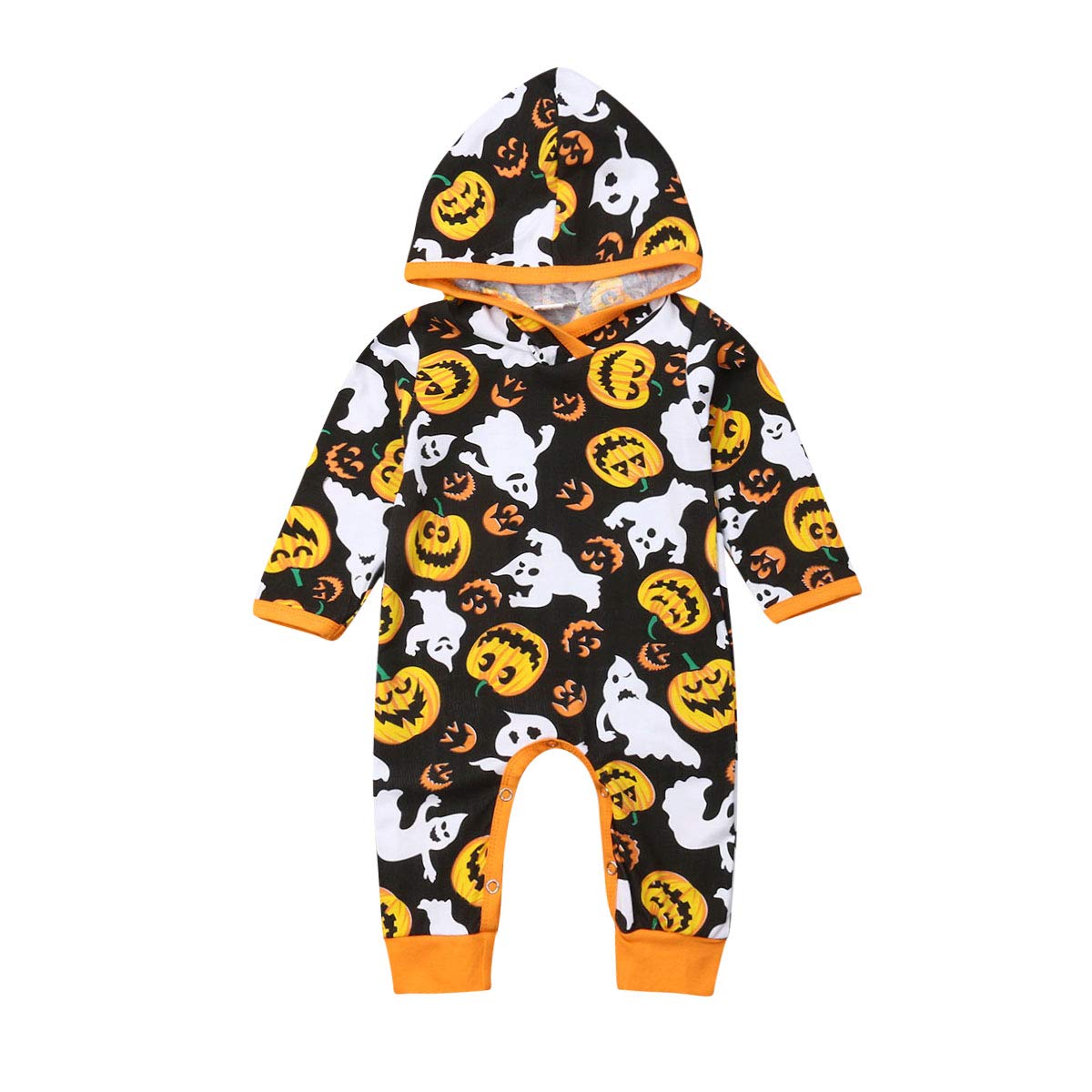 **Bagilaanoe Baby Halloween Romper - Long Sleeve/Sleeveless Pumpkin Jumpsuit for Newborn Boys & Girls (6-12 Months) - Cute Halloween Costume for Parties & Photo Shoots**
