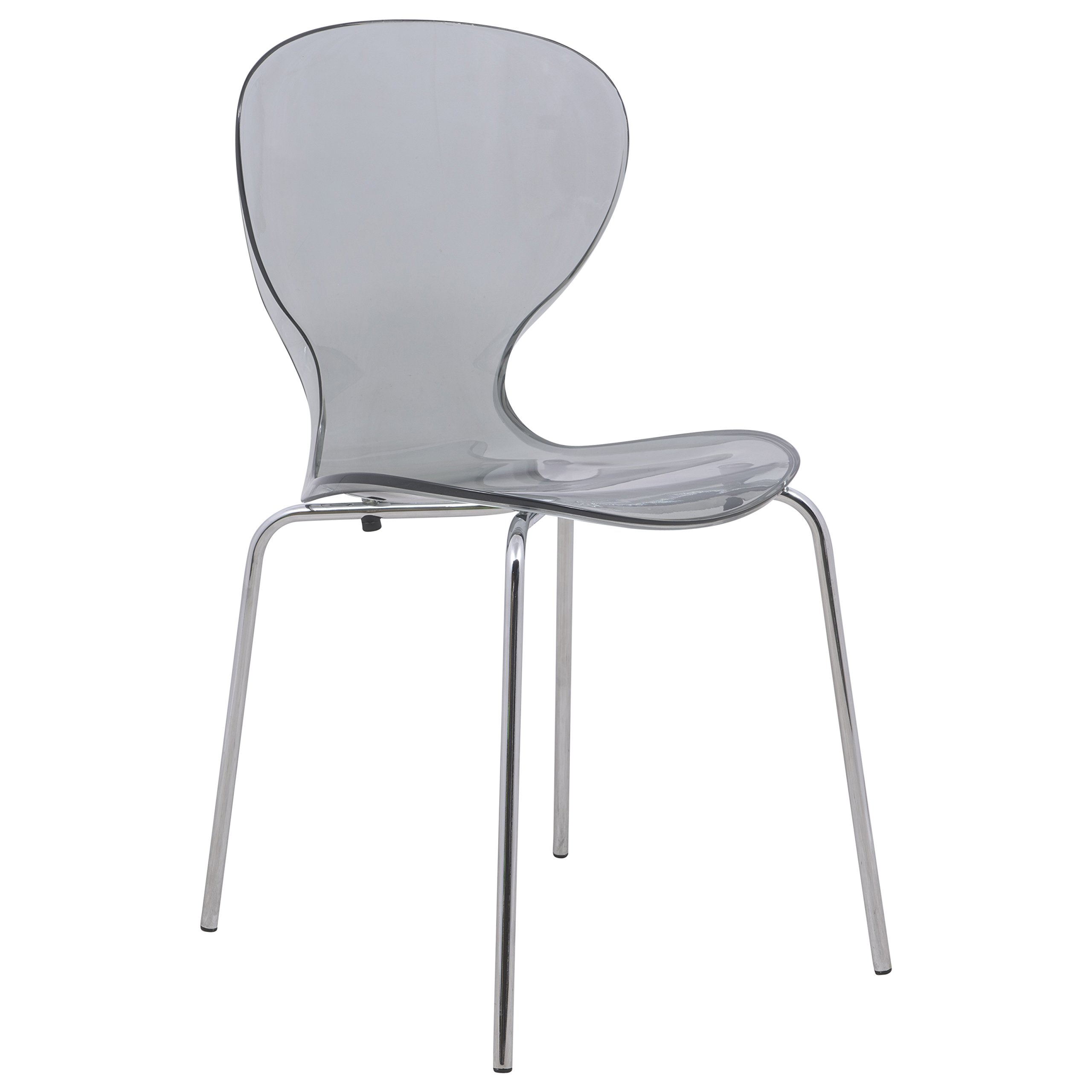 LeisureMod Modern Indoor/Outdoor Transparent Black Acrylic Side Chair - Stylish Home Decor for Living Room, Patio, Dining & Office Use
