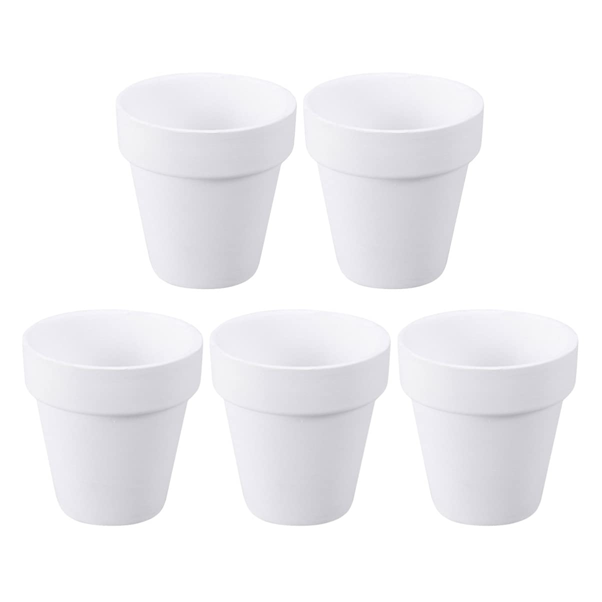 5Pcs Small White Mini Terracotta Pots - Succulent & Cactus Planters with Drainage Holes - Clay Flower Pots for Indoor Plants, Home Decor, Office Desk, Windowsill Gardening (3 Inch)