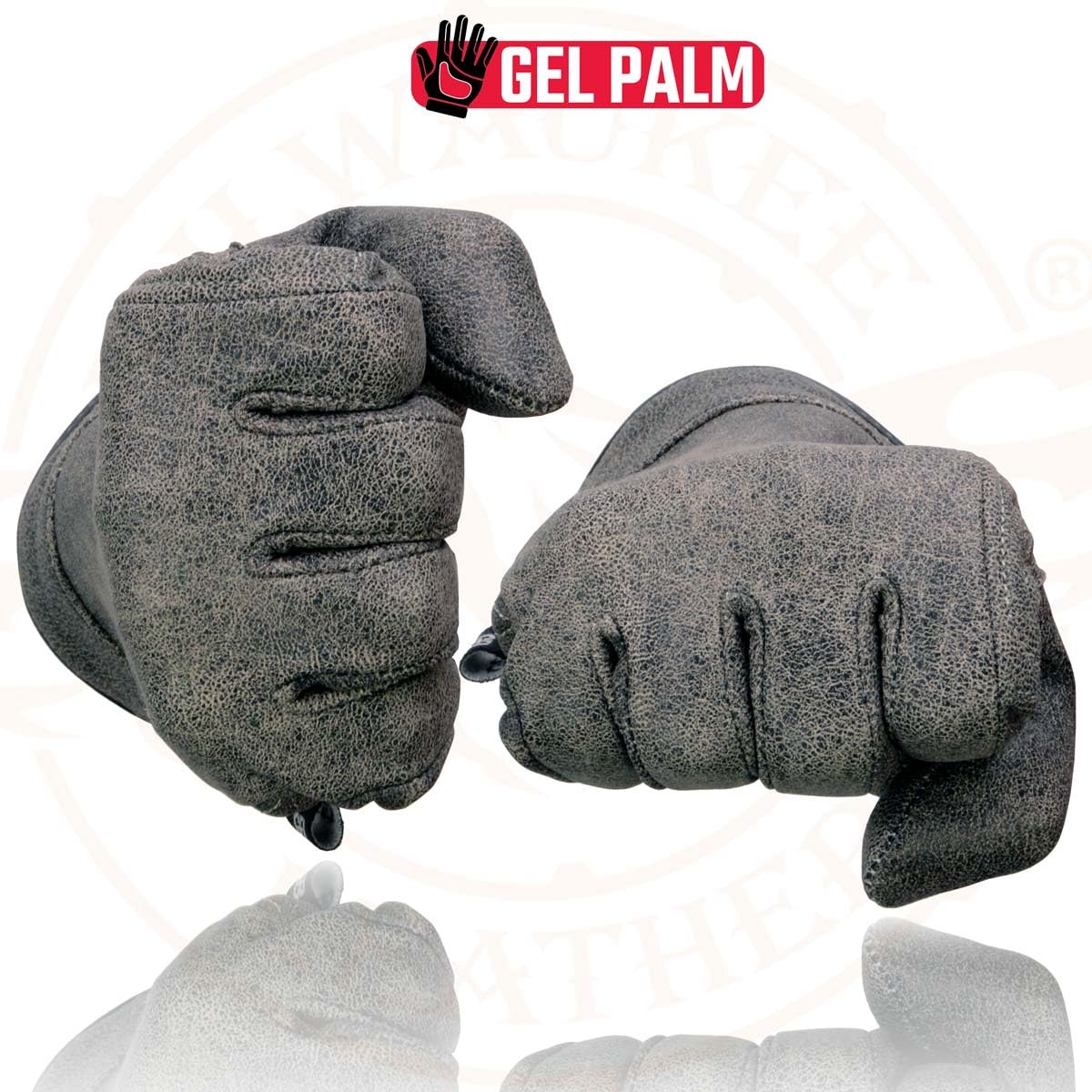 Milwaukee MG7511 Men's Motorcycle Gloves - Grey Leather with Gel Padding & Full Panel Cover for Comfort & Protection | Ideal for Riding, Commuting & Adventure Motorcycles
