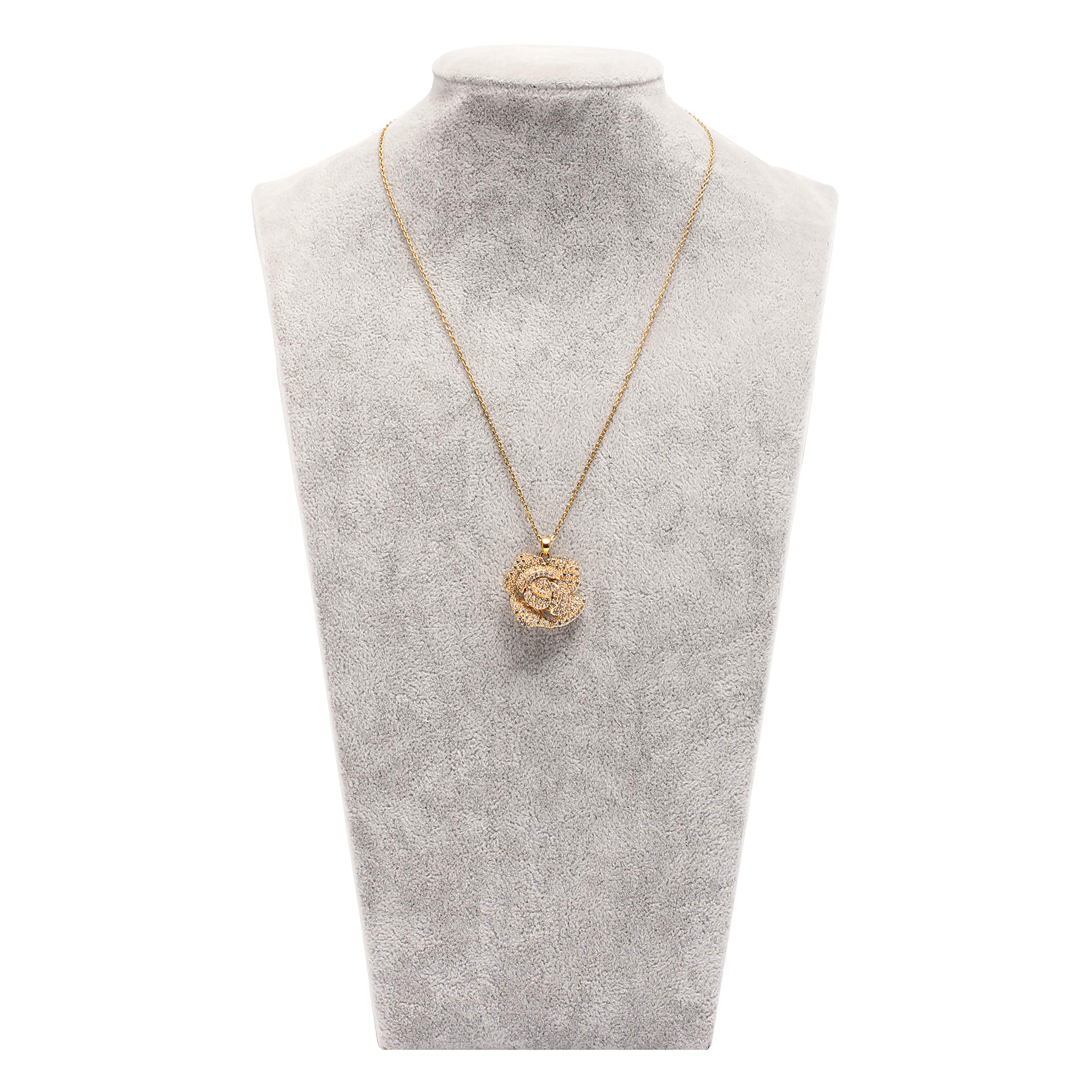 Stylish Camellia Flower Rhinestone Pendant Necklace - Celebrity Inspired Fashion Jewelry for Women - Perfect for Parties, Weddings & Date Nights