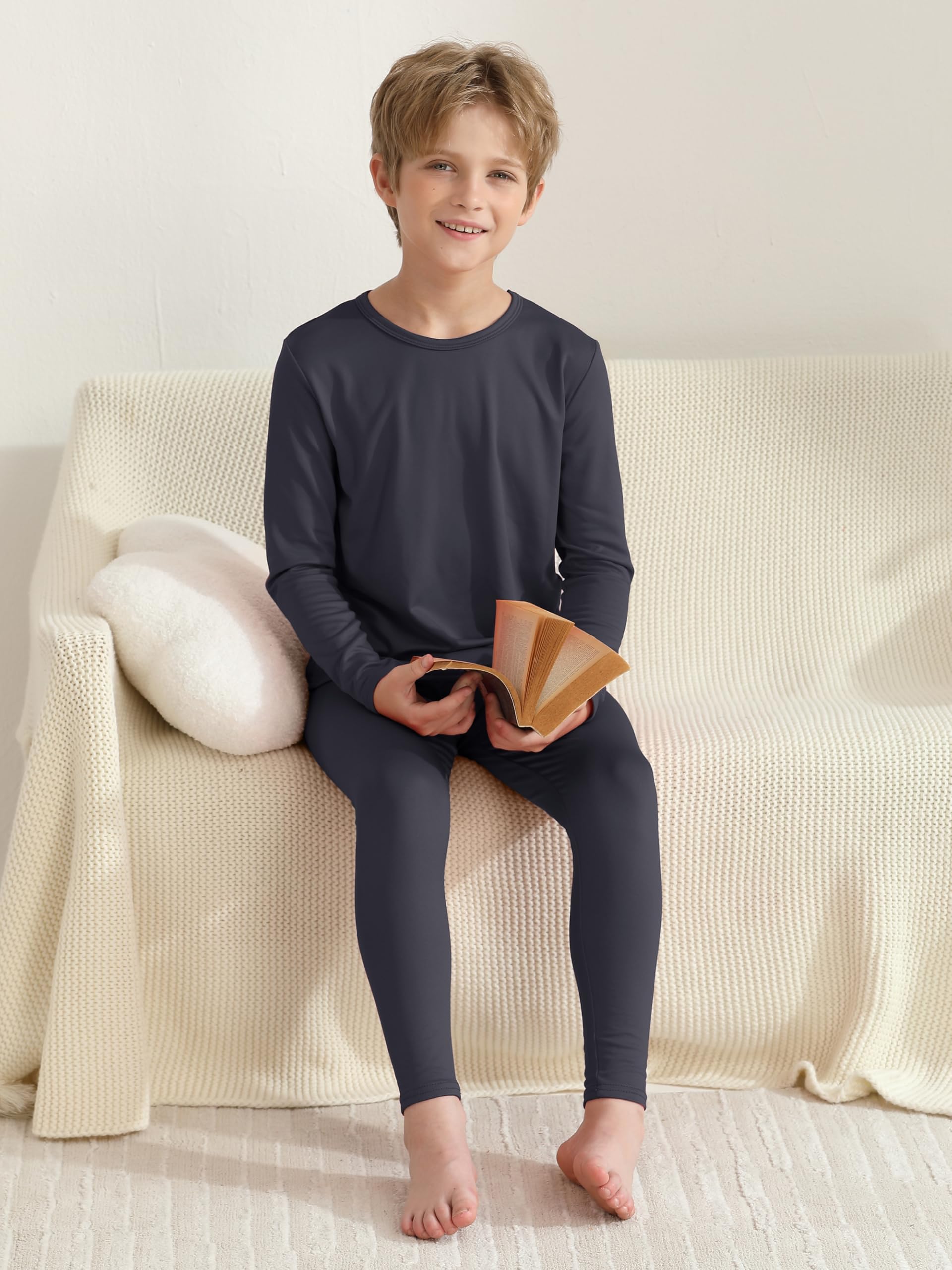 VZV 5-Pack Boys' Thermal Underwear Set - Fleece-Lined Winter Base Layer, Long Johns for Kids | Cold Weather Clothing for Outdoor Activities & Snow Sports