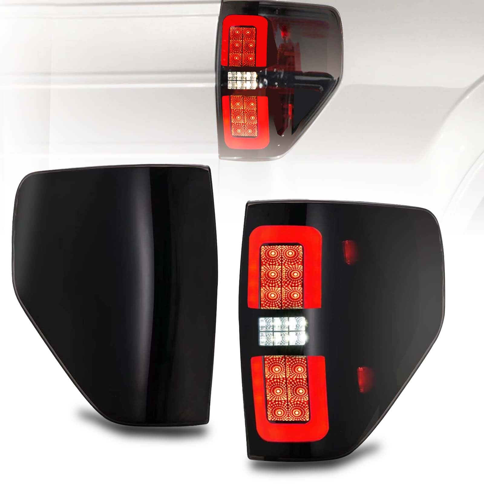 YUFANYA LED Tail Lights for 2009-2014 Ford F150 - Smoked Black Full LED Brake Reverse Lights Assembly (Driver & Passenger Side) - Upgrade Your Truck's Style & Safety for Night Driving & Off-Road Adventures