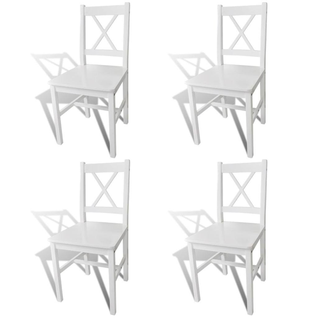 H.BETTER White Dining Chairs Set of 4 - Solid Pinewood Kitchen Chairs for Dining Room, Breakfast Nook, and Restaurant Use