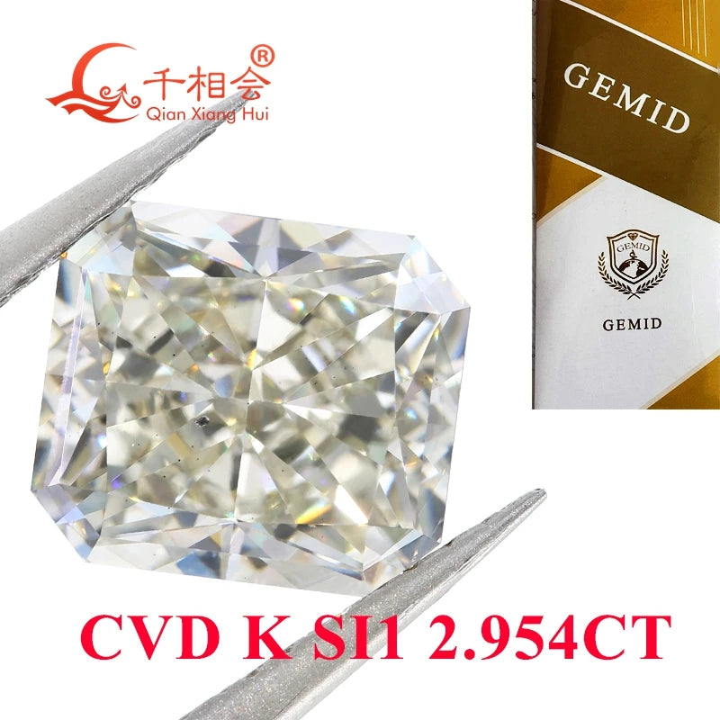 1ct & 2ct Lab Grown CVD Diamond - K White Color VS-SI1 Clarity Radiant Cut | GEMID Certified Loose Stone for Engagement Rings & Jewelry Making