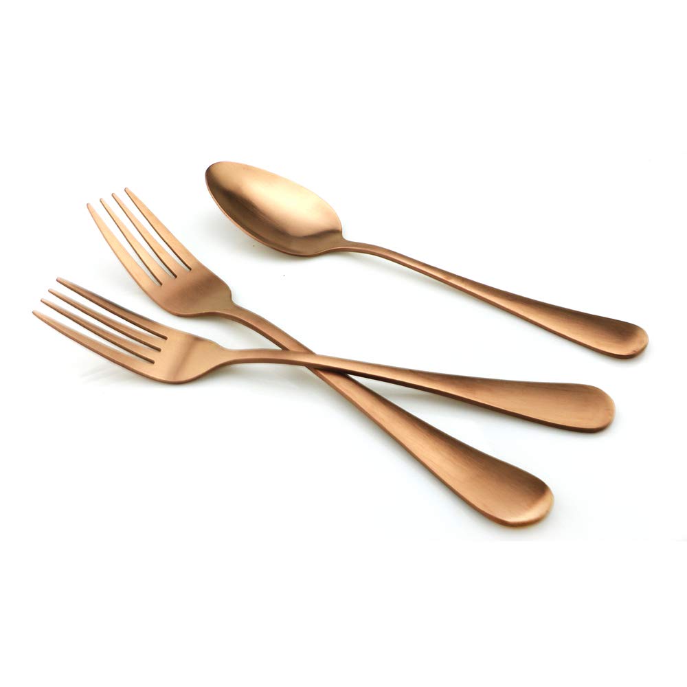 **Rose Gold Reusable Utensils Set with Travel Case – Portable Stainless Steel Cutlery (Knife, Fork, Spoon, Straw, Chopsticks) – Matte Finish for Camping, Hiking, Office Lunch & School Meals**