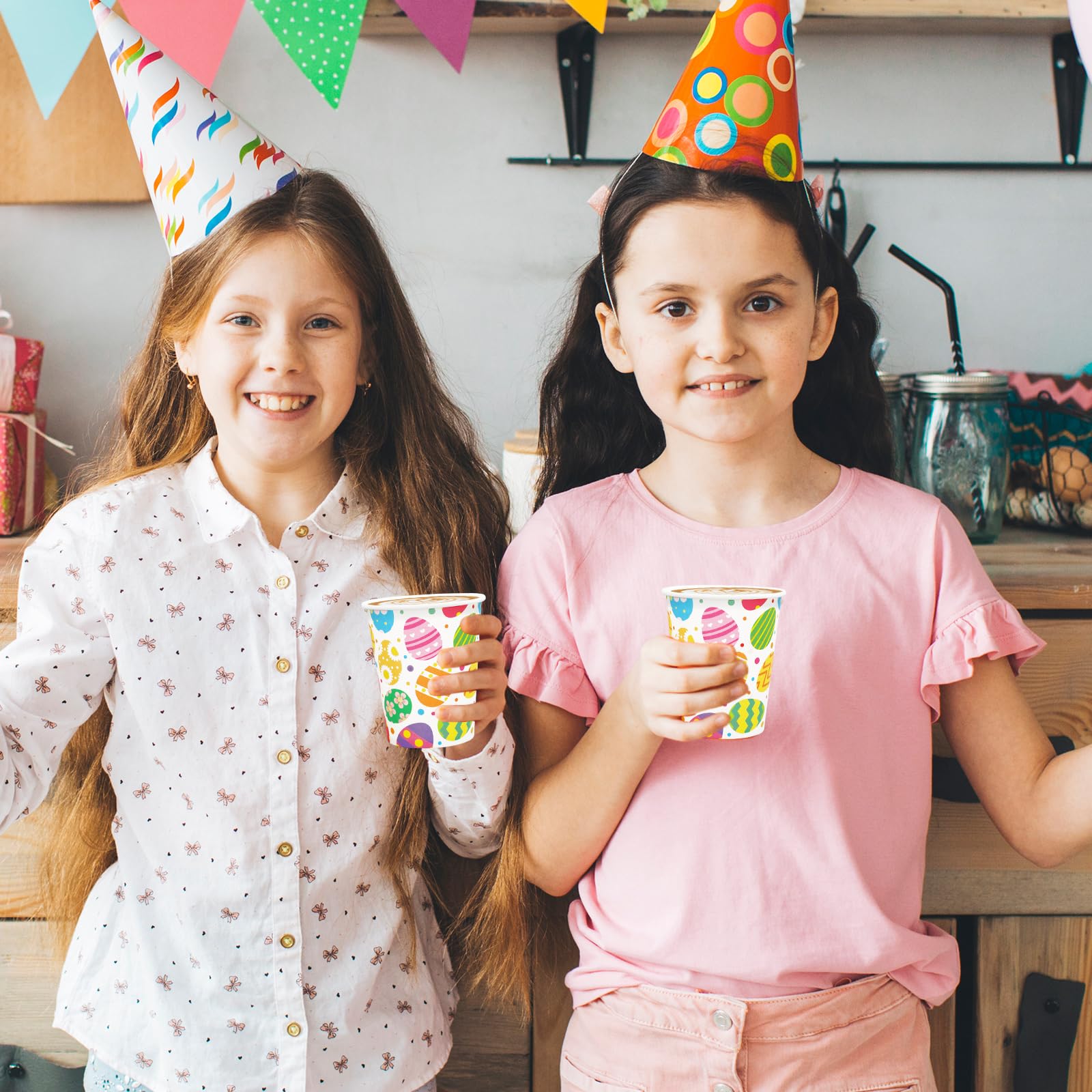 30Pcs Colorful Easter Paper Cups with Egg Design - 9oz Disposable Party Cups for Juice, Coffee, Hot & Cold Drinks - Perfect for Spring Celebrations, Home Parties, and Seasonal Gatherings