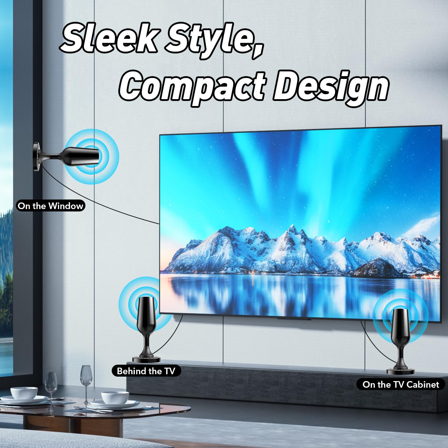 2025 Digital TV Antenna Indoor for Smart TV - 250+ Miles Long Range Reception with Strong Magnetic Base - Supports 4K 1080P Local Channels - Includes 10FT Coax Cable - Perfect for Home, Apartment, RV & Office Use