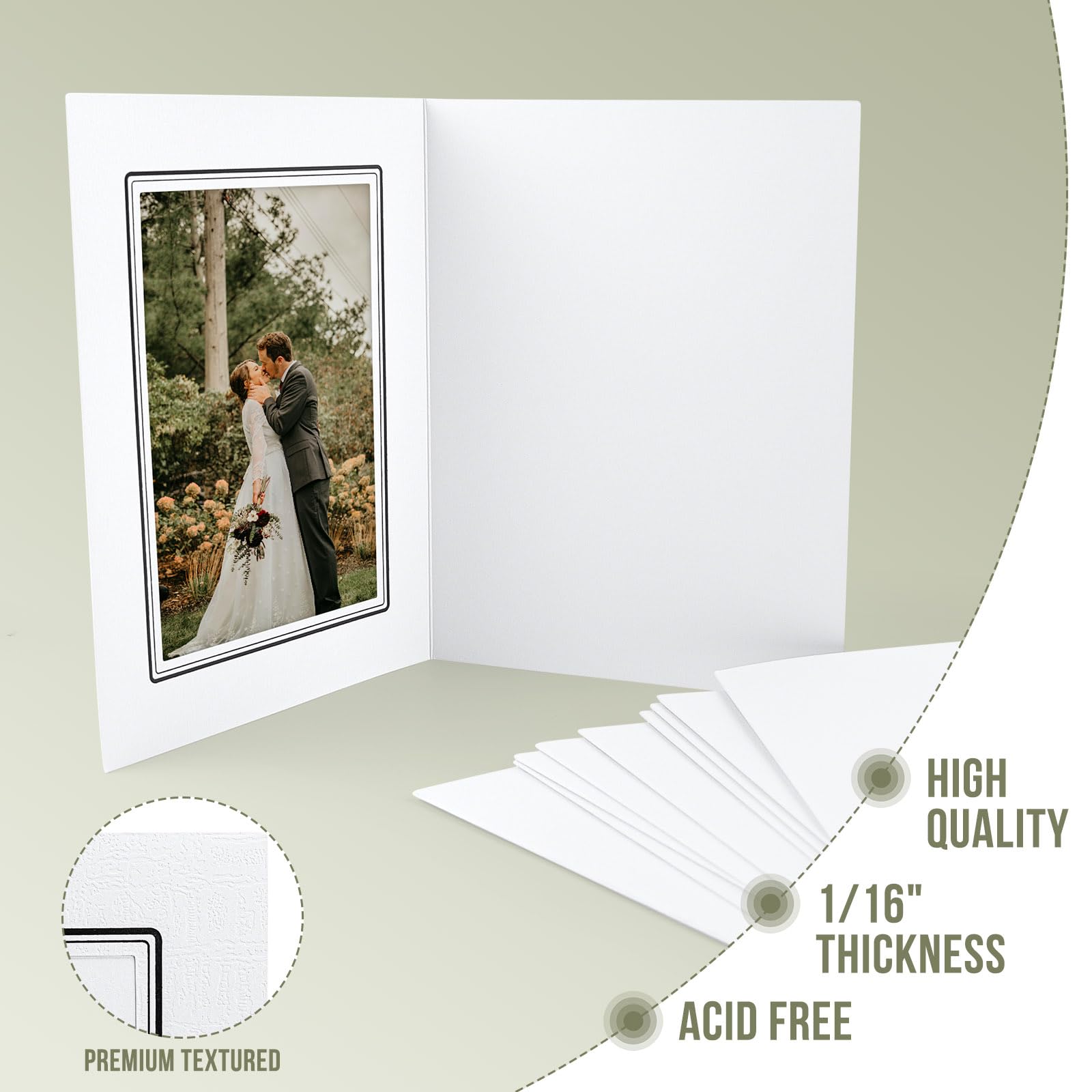 50 Pack 5x7 Photo Folders - White Cardboard Picture Frame with Black Lining | Greeting Cards & Invitations for Graduation, Wedding, Christmas | Perfect for Scrapbooking, Memory Keepsakes & Special Events