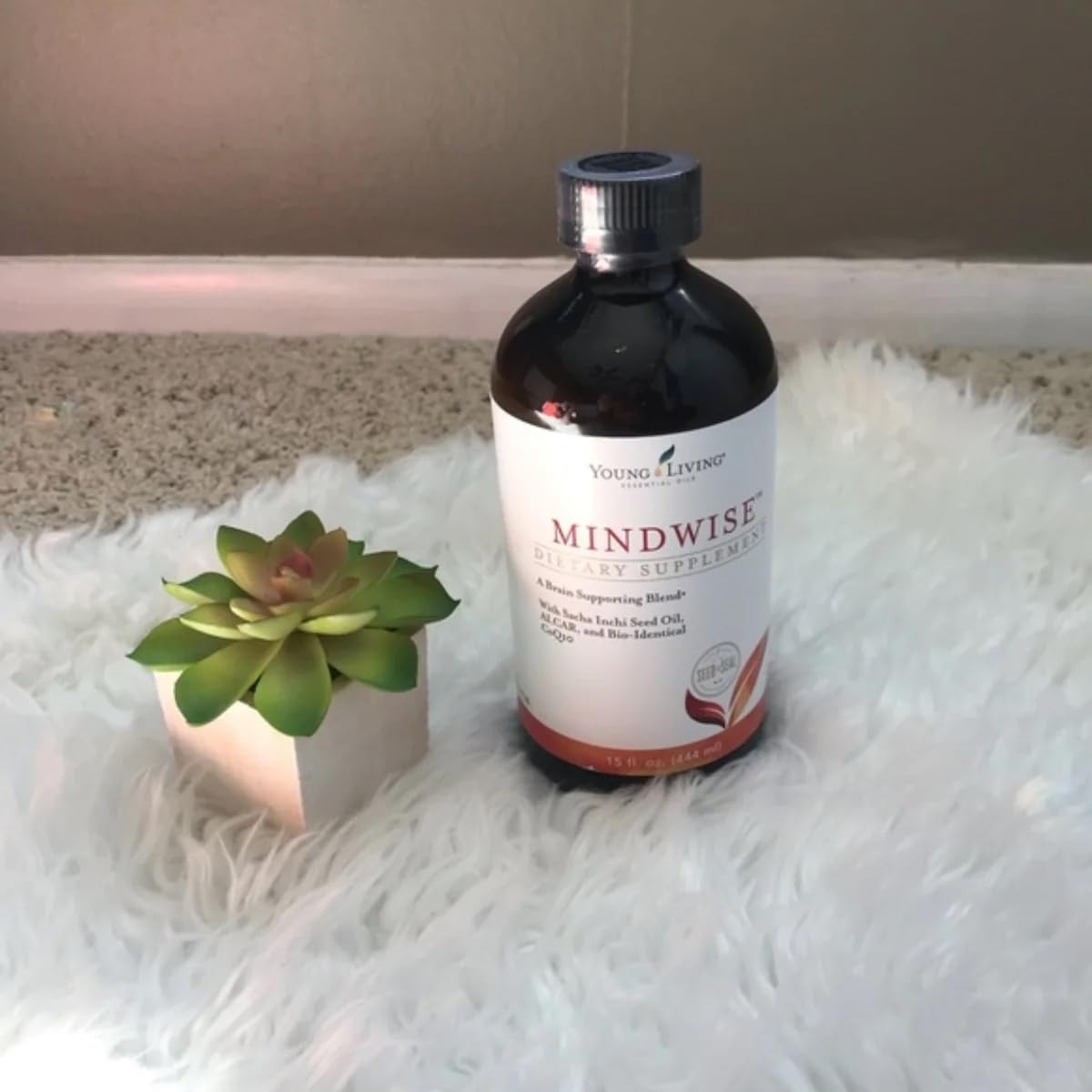 Young Living MindWise 15 oz Dietary Supplement - Essential Oil for Cognitive Support & Heart Health with Vitamin D3, CoQ10, ALCR & GPC | Brain Booster for Focus, Memory & Mental Clarity | Perfect for Students, Professionals & Seniors