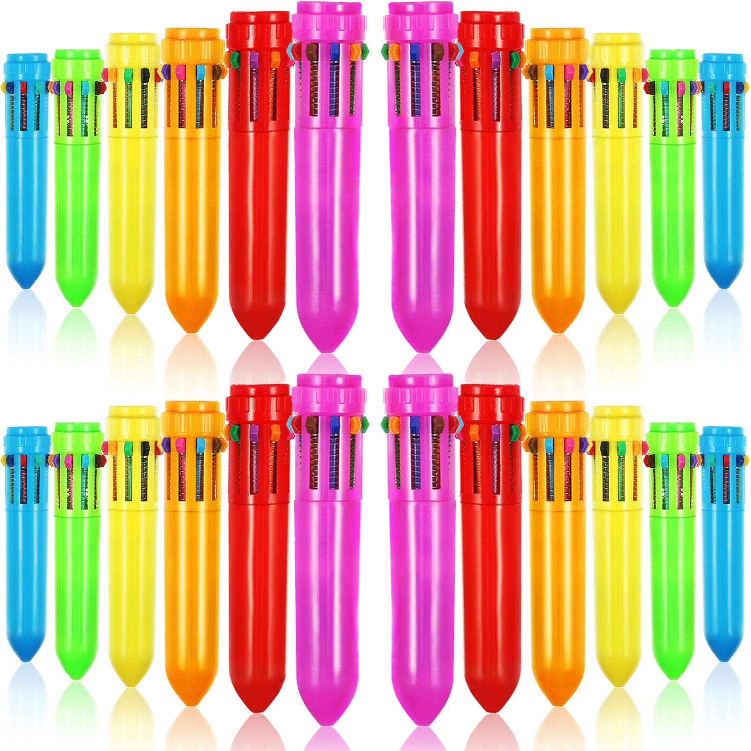 Frienda 24-Piece 10-in-1 Retractable Ballpoint Pens Set - Multicolor Mini Shuttle Pens for Office, School & Note Taking | Perfect for Journaling, Planner Writing & Gift Giving