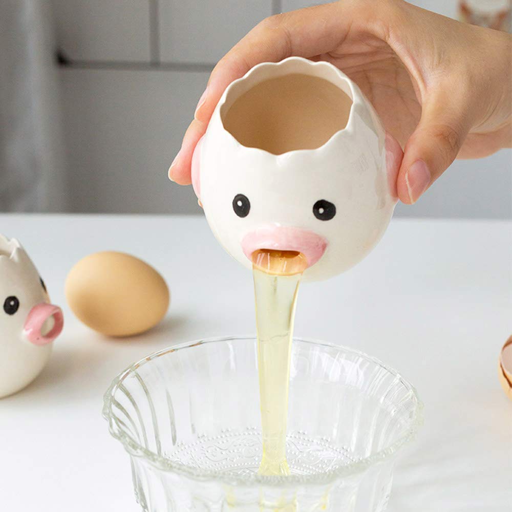 Premium Egg Yolk Separator - Cute Ceramic Chicken Design for Easy Egg White Separation | Automatic Baking Tool for Cakes, Cookies & Desserts | Upgrade Blue Chick Style | Perfect for Home Bakers & Cooking Enthusiasts