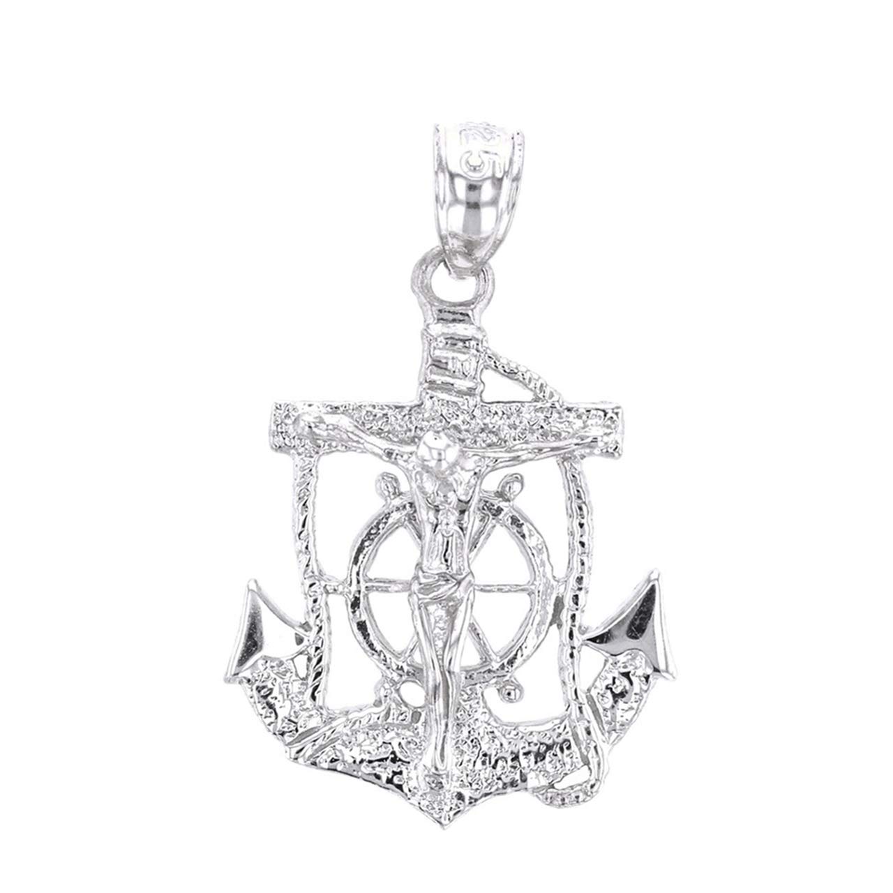 Religious Jewelry - Solid Sterling Silver Mariner's Anchor Crucifix Pendant for Men & Women - Perfect for Baptism, Confirmation & Daily Faith Wear