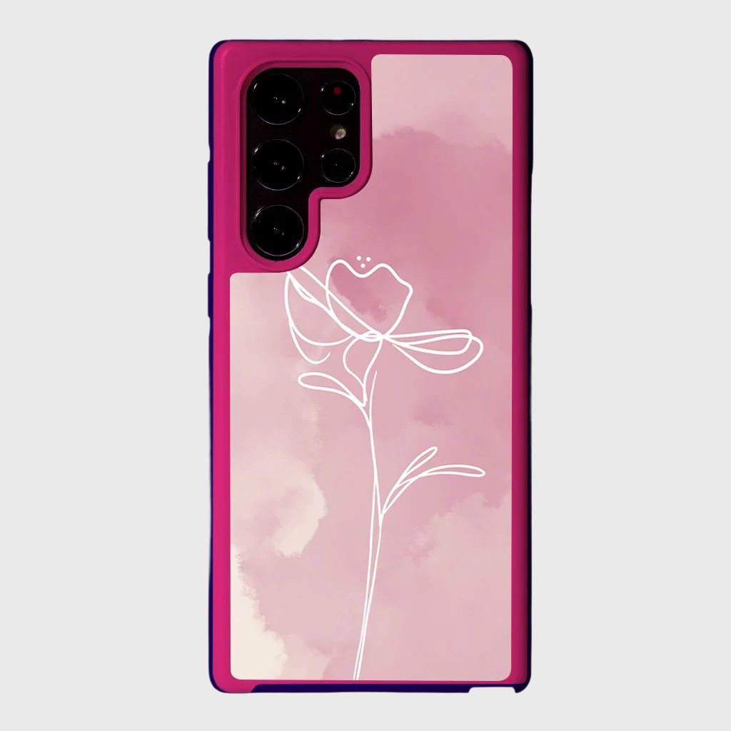 Pink Flower Samsung Galaxy S22 Ultra Case - Shockproof Protective Phone Cover for Women - Perfect for Everyday Use, Travel & Gift Giving