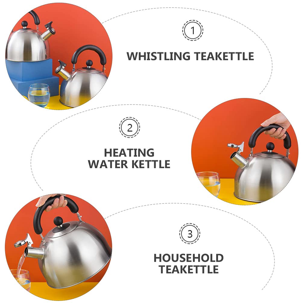 1pc Stainless Steel Whistle Tea Kettle - Large Capacity Stovetop Whistling Kettle for Home & Kitchen - Perfect for Boiling Water, Making Tea, Coffee & Hot Beverages