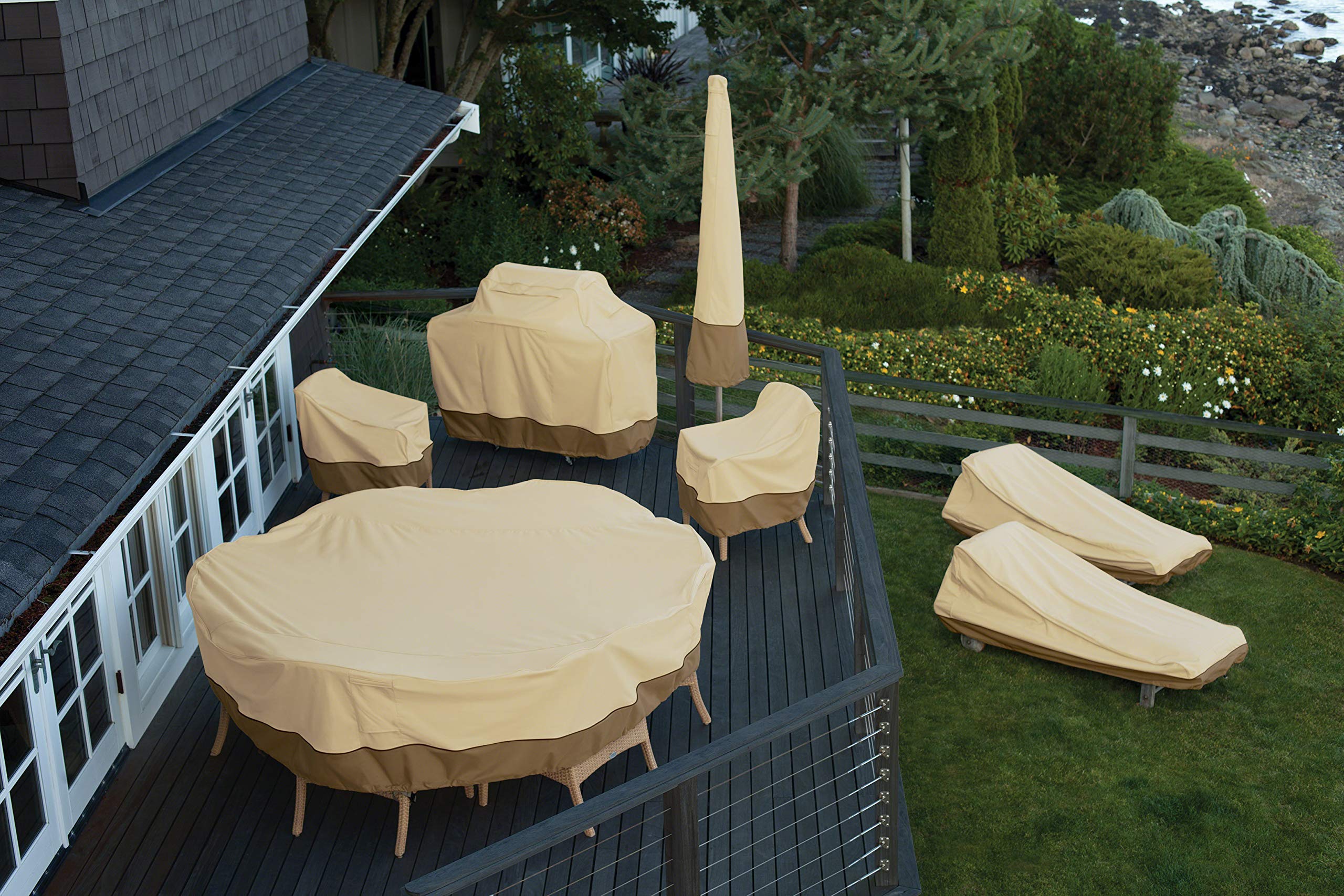 Classic Accessories Veranda 13ft Water-Resistant Offset Patio Umbrella Cover with Frame, Durable Outdoor Furniture Protection for Patio, Deck, and Garden Use