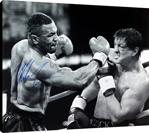 Rocky vs Mike Tyson Framed Canvas Wall Art - 16x20 Inch Movie Poster Print - Perfect for Home Theater, Man Cave & Sports Bar Decor