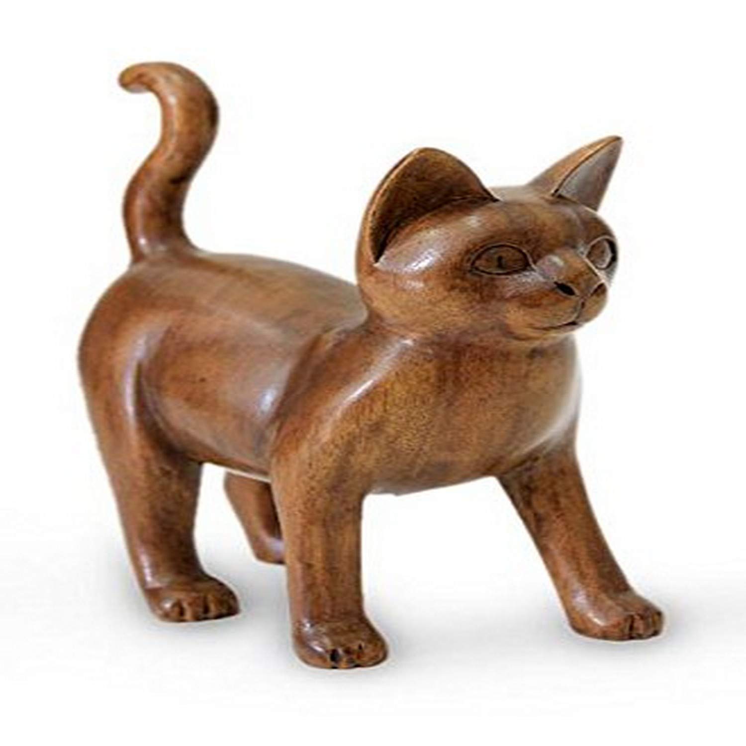 Handcrafted NOVICA Guardian Cat Wood Sculpture - Unique Home Decor & Gift for Cat Lovers - Perfect for Living Room, Office, or Feng Shui Display