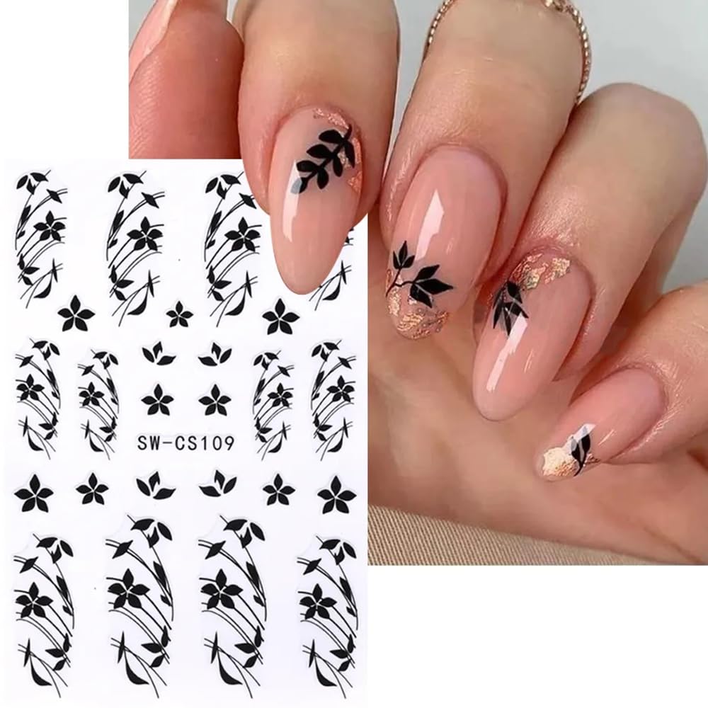 **Fall Nail Stickers - 8 Sheets Autumn Nail Decals with 3D Self-Adhesive Maple Leaf, Ginkgo & Gold Yellow Leaves - Acrylic Nail Art Designs for Women, Girls & Kids - Perfect for Thanksgiving, Halloween & Seasonal Manicures**
