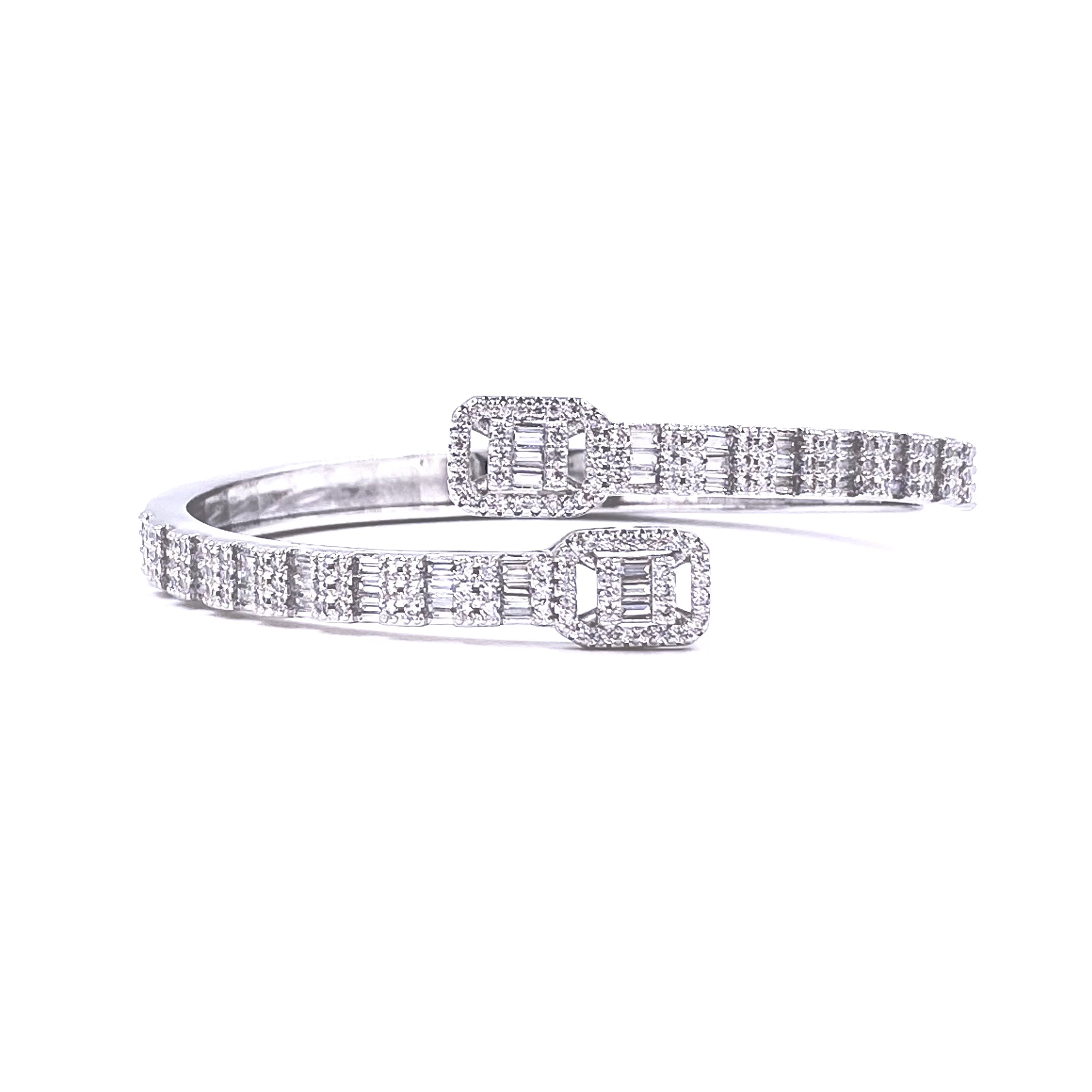 Ashley Gold Stainless Steel Stacked Square & Baguette CZ Bracelet - Elegant Jewelry for Women, Perfect for Parties, Weddings & Everyday Wear