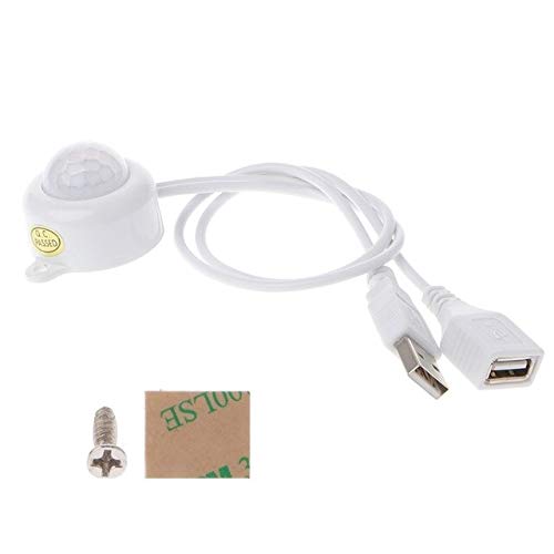 USB LED Light Strip Switch DC5-24V with PIR Motion Sensor - White | Smart Home Lighting for Closets, Stairs & Night Lights