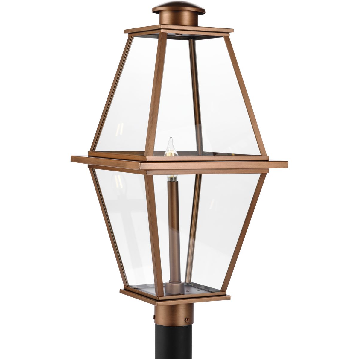 Bradshaw Collection Clear Glass Outdoor Post Lantern - Weatherproof Single Light Fixture for Porch, Patio, Garden & Pathway Lighting | Durable Exterior Wall Mount Design