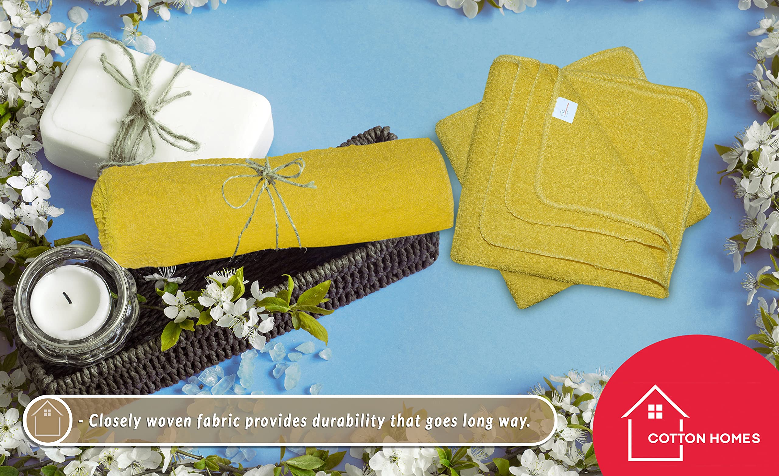 12x16 Inch Multipurpose Cleaning Towels (36-Pack) - 100% Premium Cotton & Microfiber Blend, Eco-Friendly Yellow Cleaning Rags for Kitchen, Bathroom, Car, Hotel, Spa, Gym & Salon Use