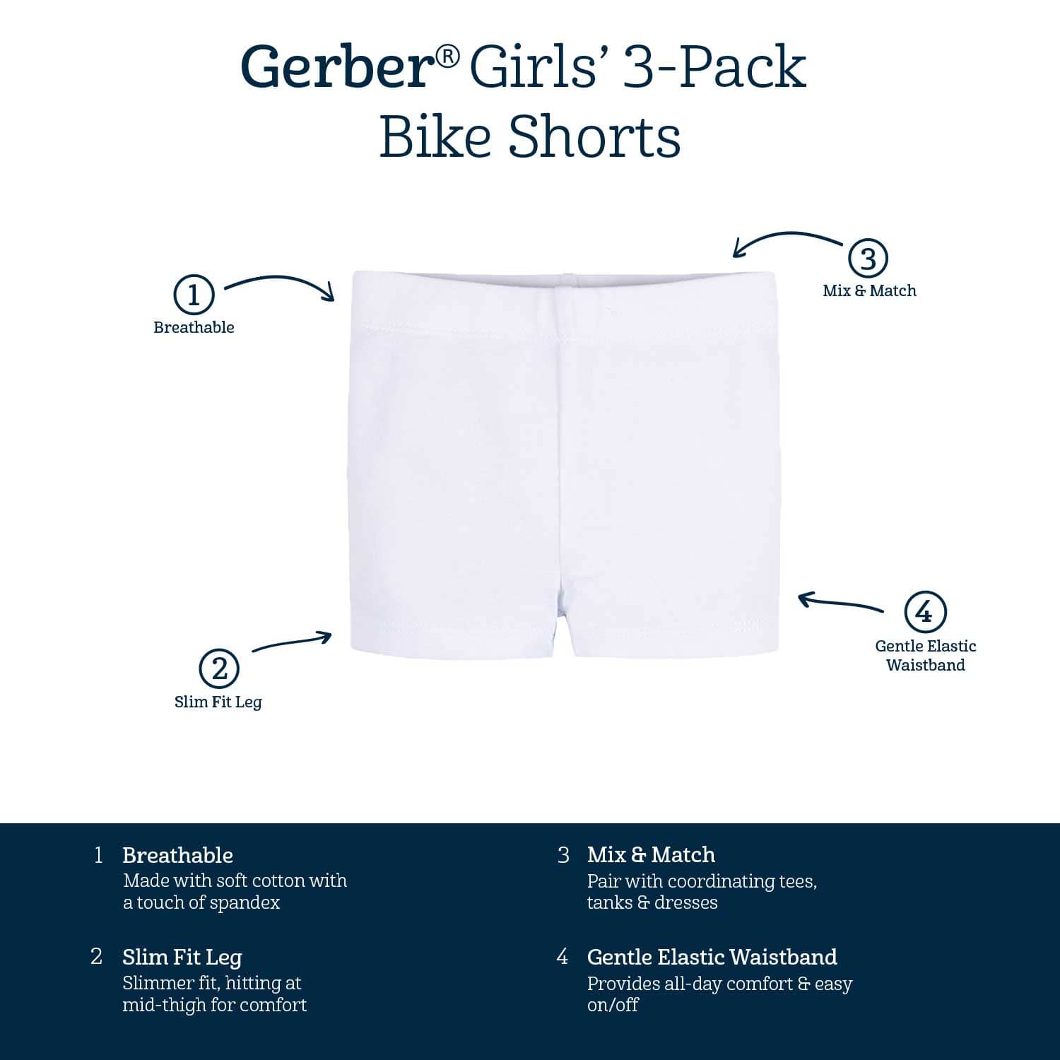 3 Pack Baby & Toddler Girls' Cotton Bike Shorts - Soft Stretchy Pull-On Shorts for Playtime, Outfits & Outdoor Activities | Perfect for Playdates, Park Visits & Summer Adventures