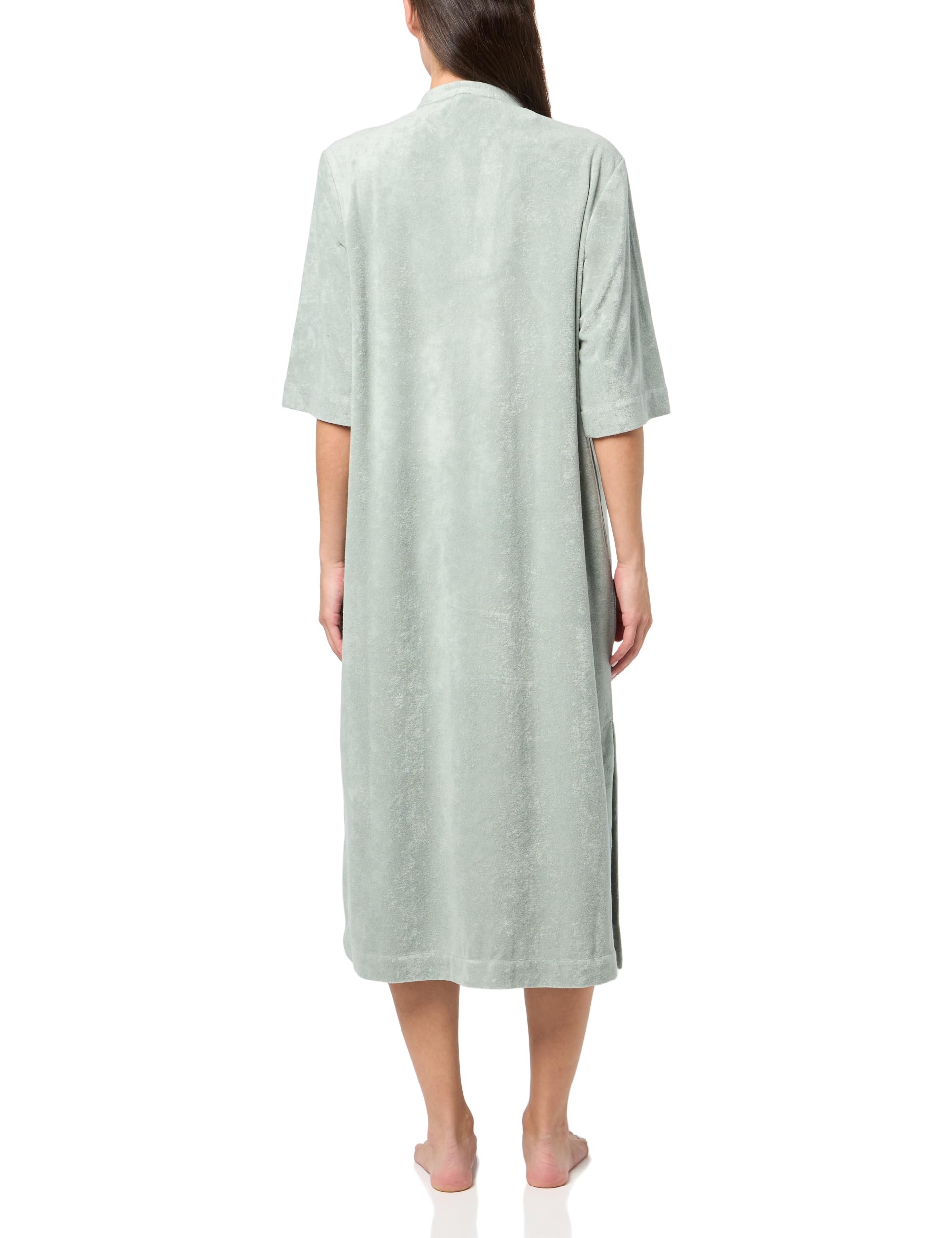 Barefoot Dreams CozyTerry Placket Caftan - Soft Loungewear for Women, Beach Glass Color, XS - Perfect for Spa Days, Beach Coverups & Cozy Evenings at Home