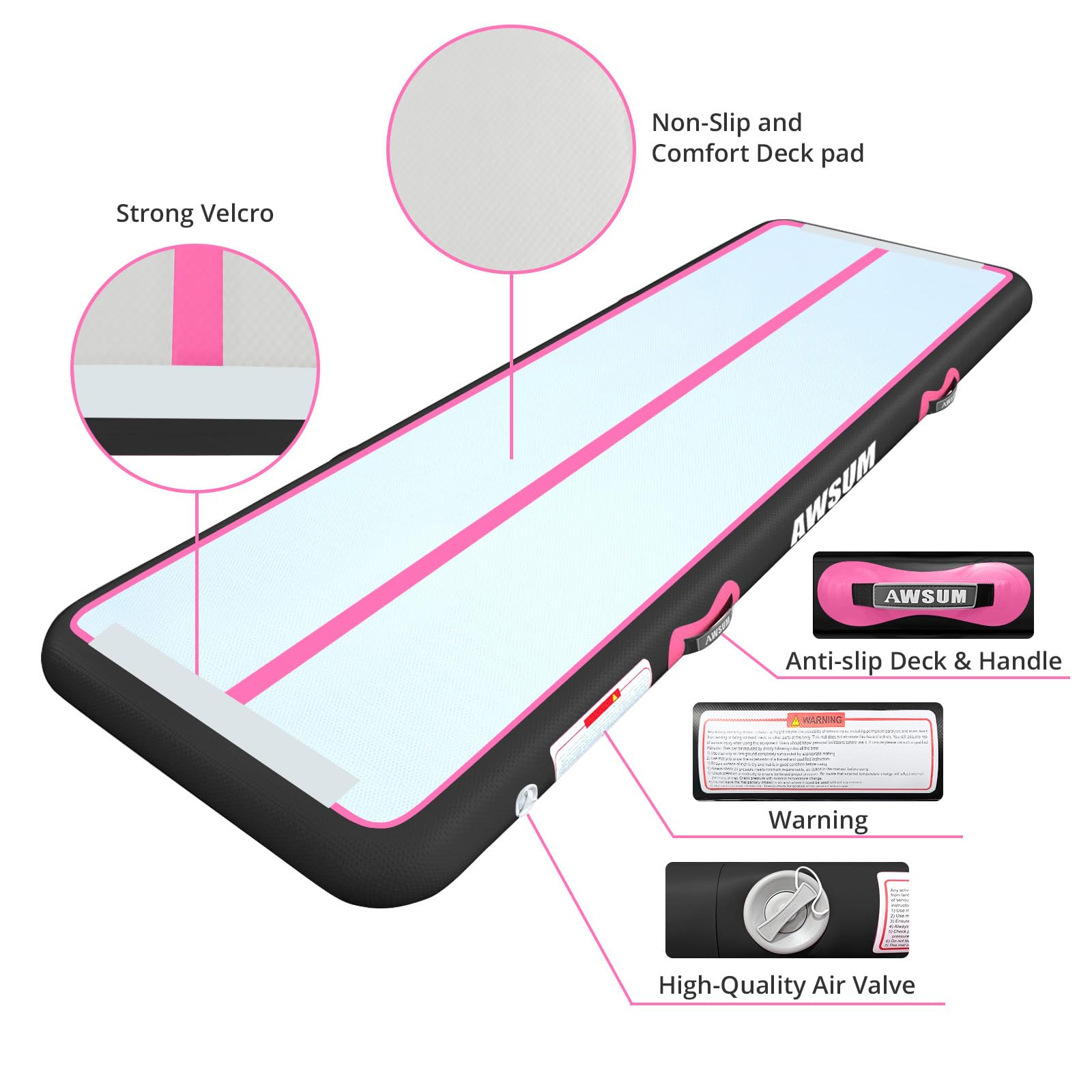 Best Inflatable Air Gymnastics Mat 10ft-23ft - 4/8 Inch Thick Tumbling Training Mat with Electric Pump for Home Gym & Outdoor Use - Perfect for Cheerleading, Yoga, Parkour & Kids Play