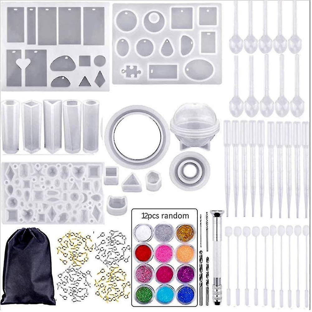 RETRONE Silicone Resin Jewelry Molds Kit - DIY Earring, Necklace, Pendant & Keychain Making Supplies - Small Epoxy Craft Molds for Handmade Jewelry (White 159) - Perfect for DIY Gifts, Craft Projects & Home Jewelry Business