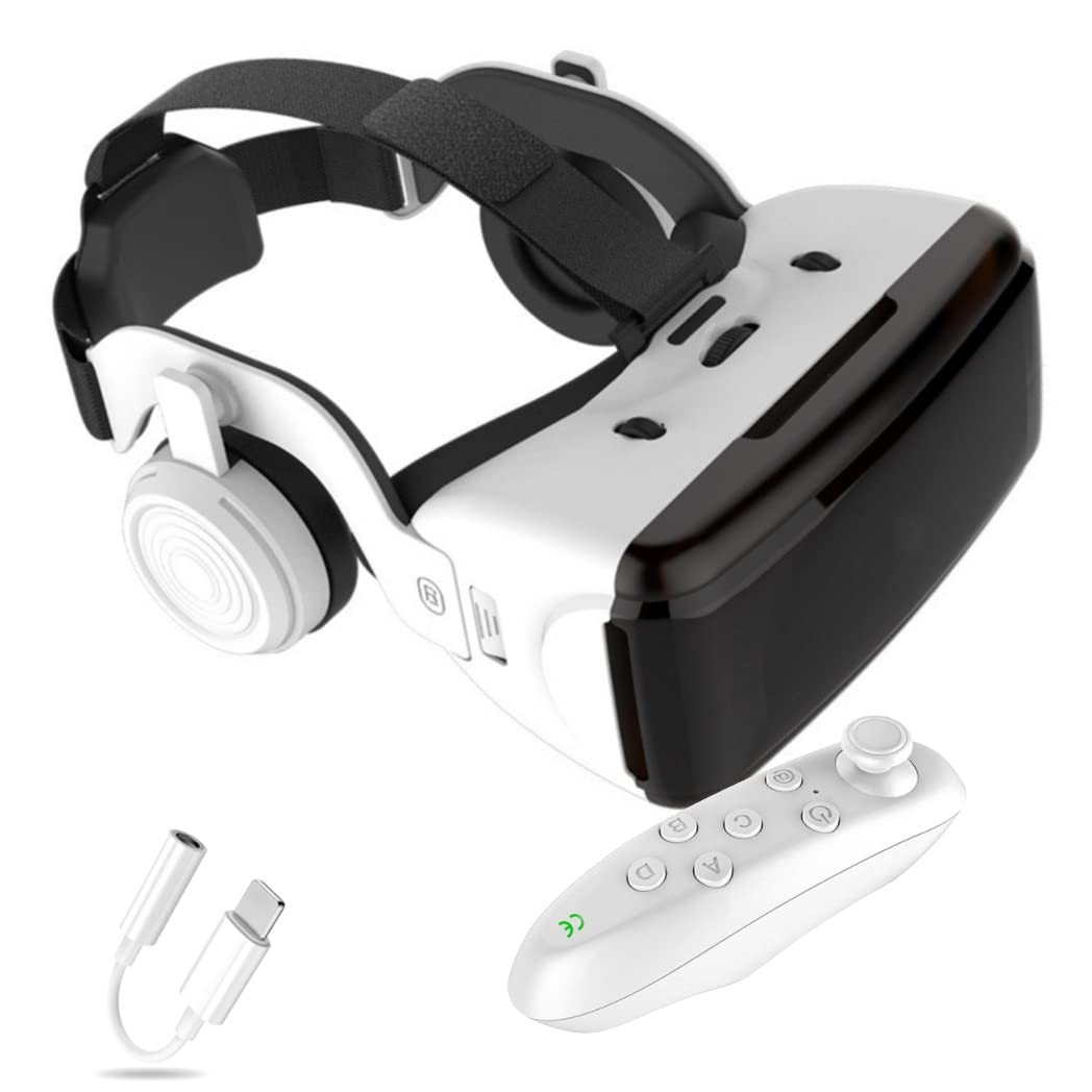 3D VR Headset with Bluetooth Controller - Compatible with iPhone 13 Pro Max/13 Pro/13/12/11, Samsung Galaxy S21, Huawei, Xiaomi Series - Immersive Virtual Reality Experience for Gaming, Movies & Entertainment (Color: F, Size: iOS)