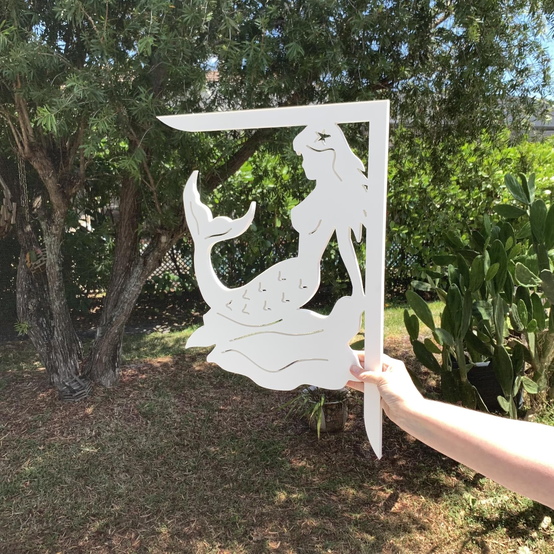 Large Mermaid Sitting Mailbox Bracket - Durable & Decorative Outdoor Mailbox Holder - Free Shipping to USA - Perfect for Beach House, Garden, or Coastal-Themed Home Decor