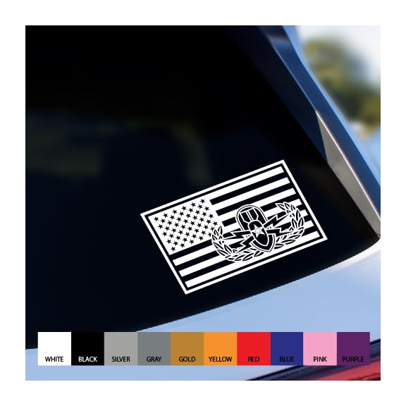 Senior EOD Badge US Flag Vinyl Decal - Patriotic Military Sticker for Cars, Laptops & Windows (6 Inch White)